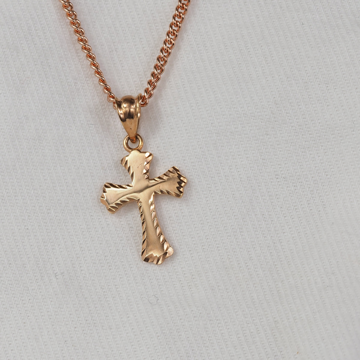 9ct Rose Gold Faceted Cross Pendant