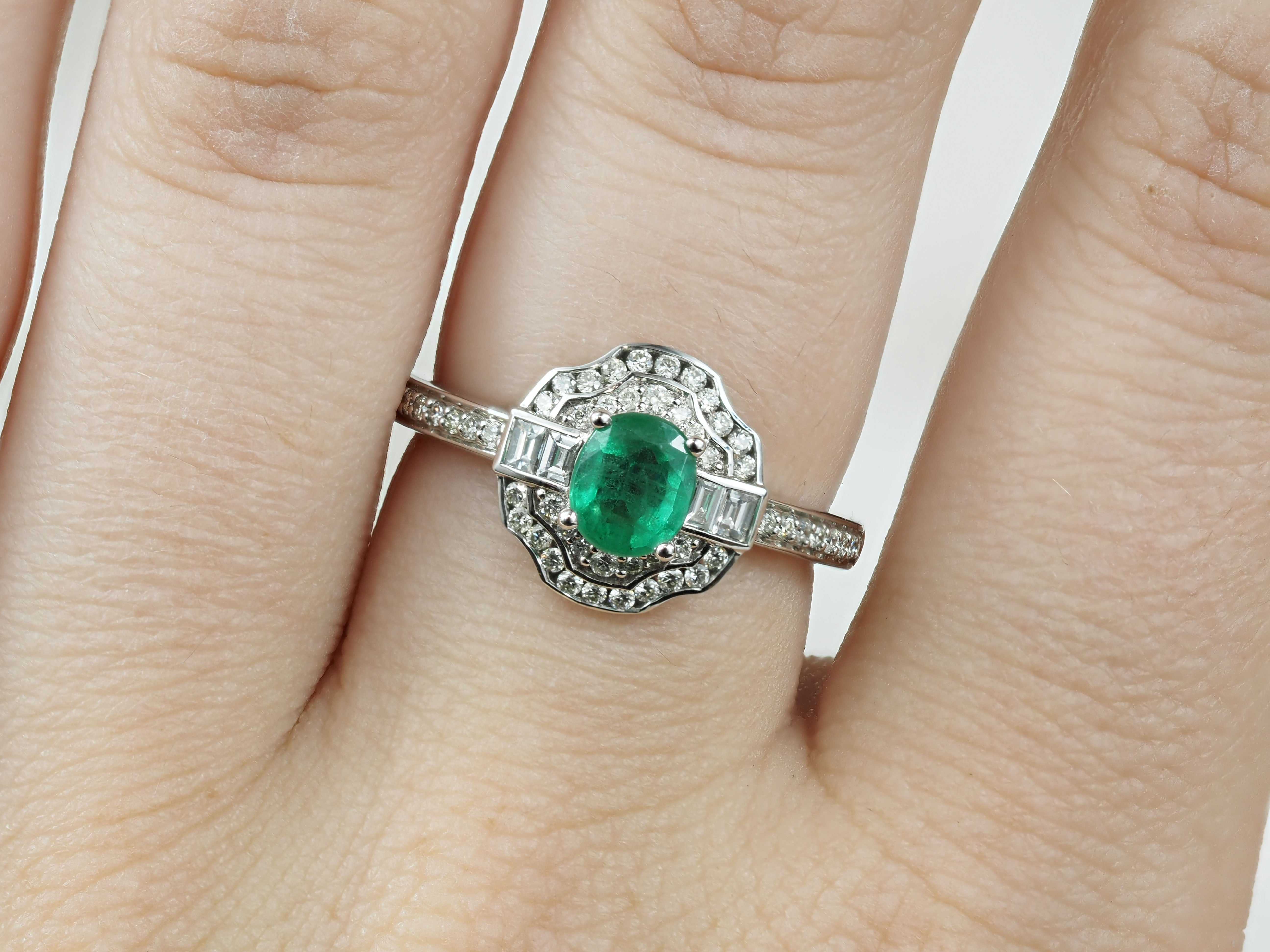 9ct Yellow and White gold Emerald and Diamond ring