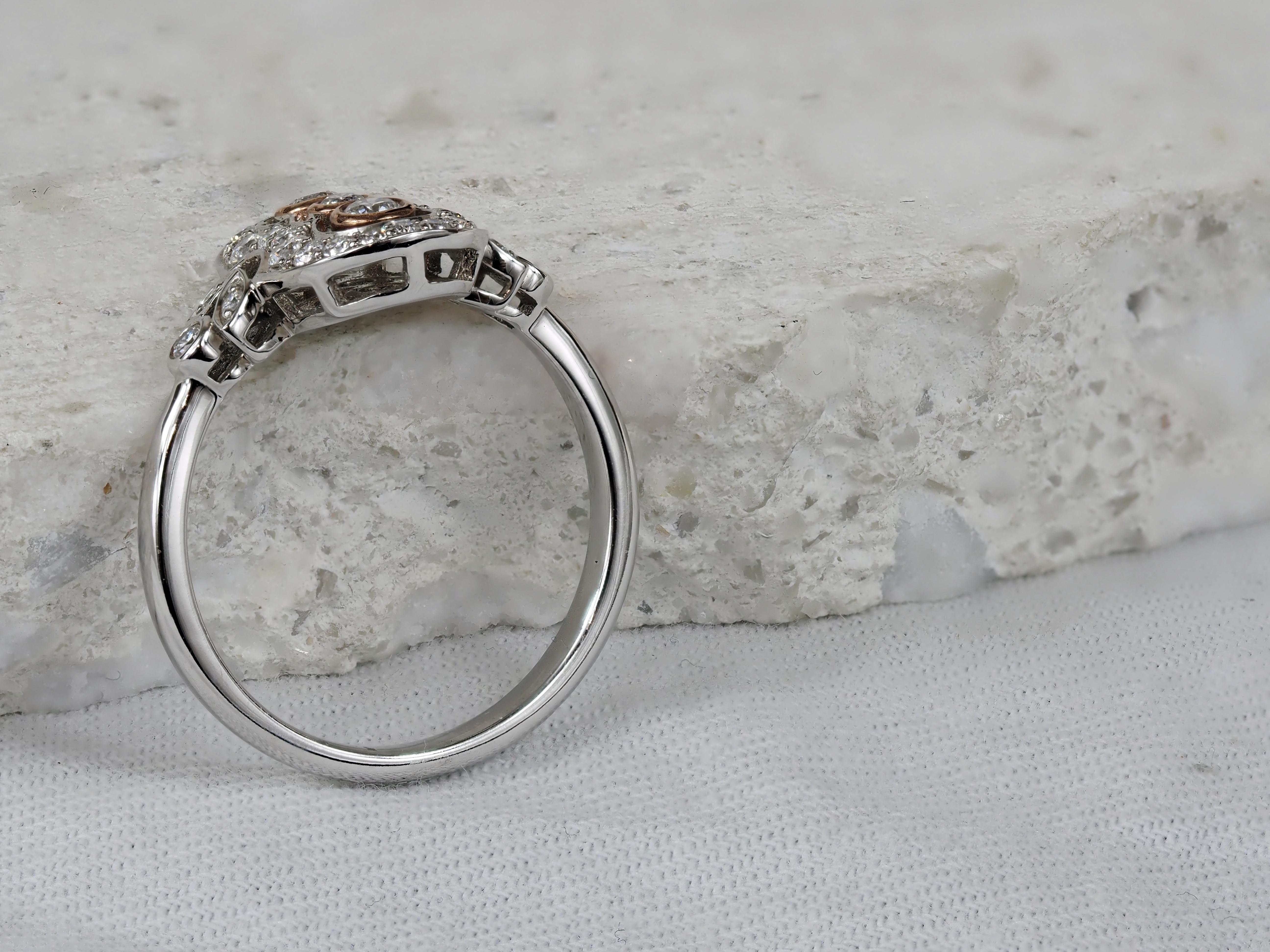 9ct Rose and White Gold Diamond dress ring