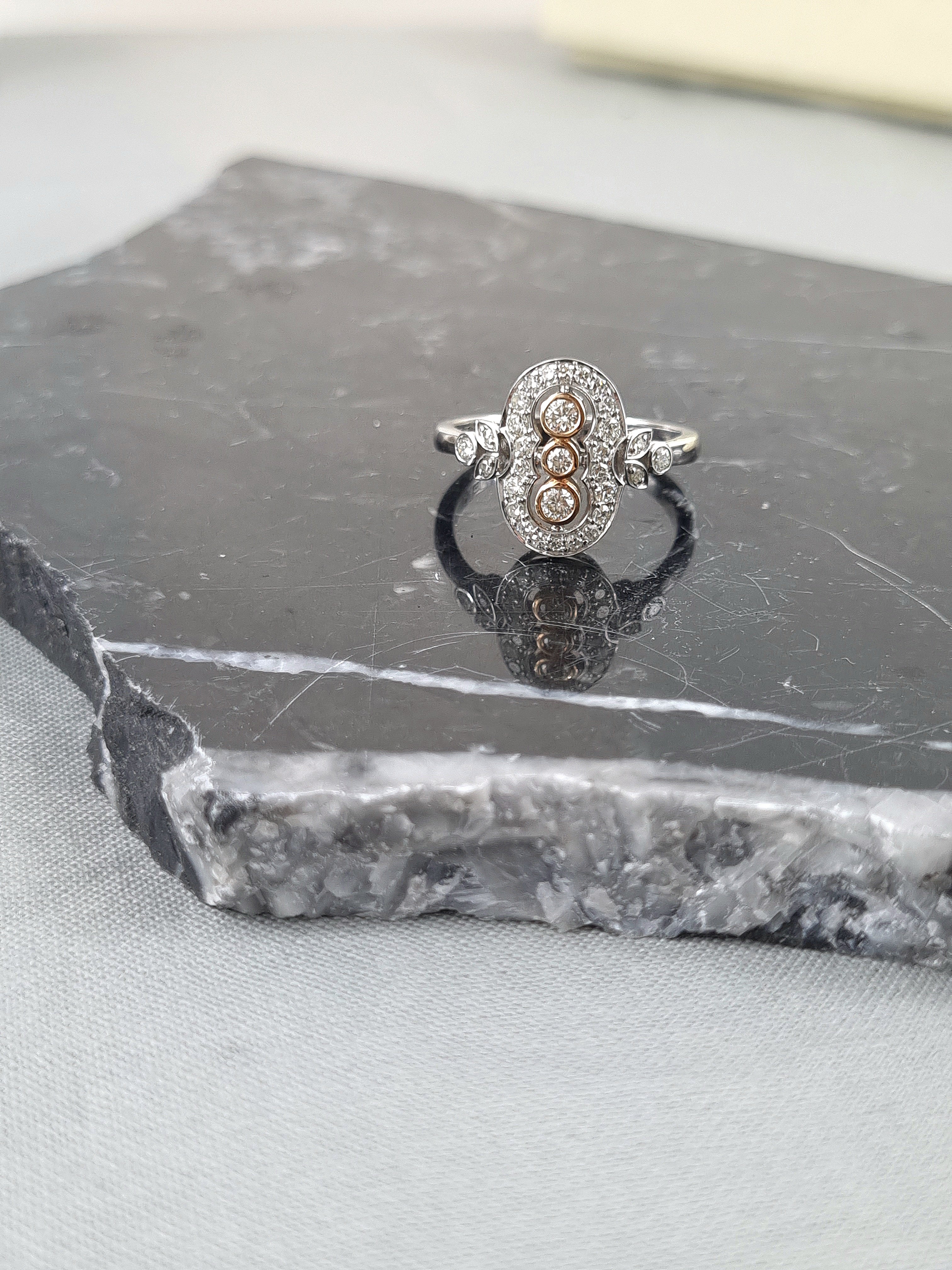 9ct Rose and White Gold Diamond dress ring