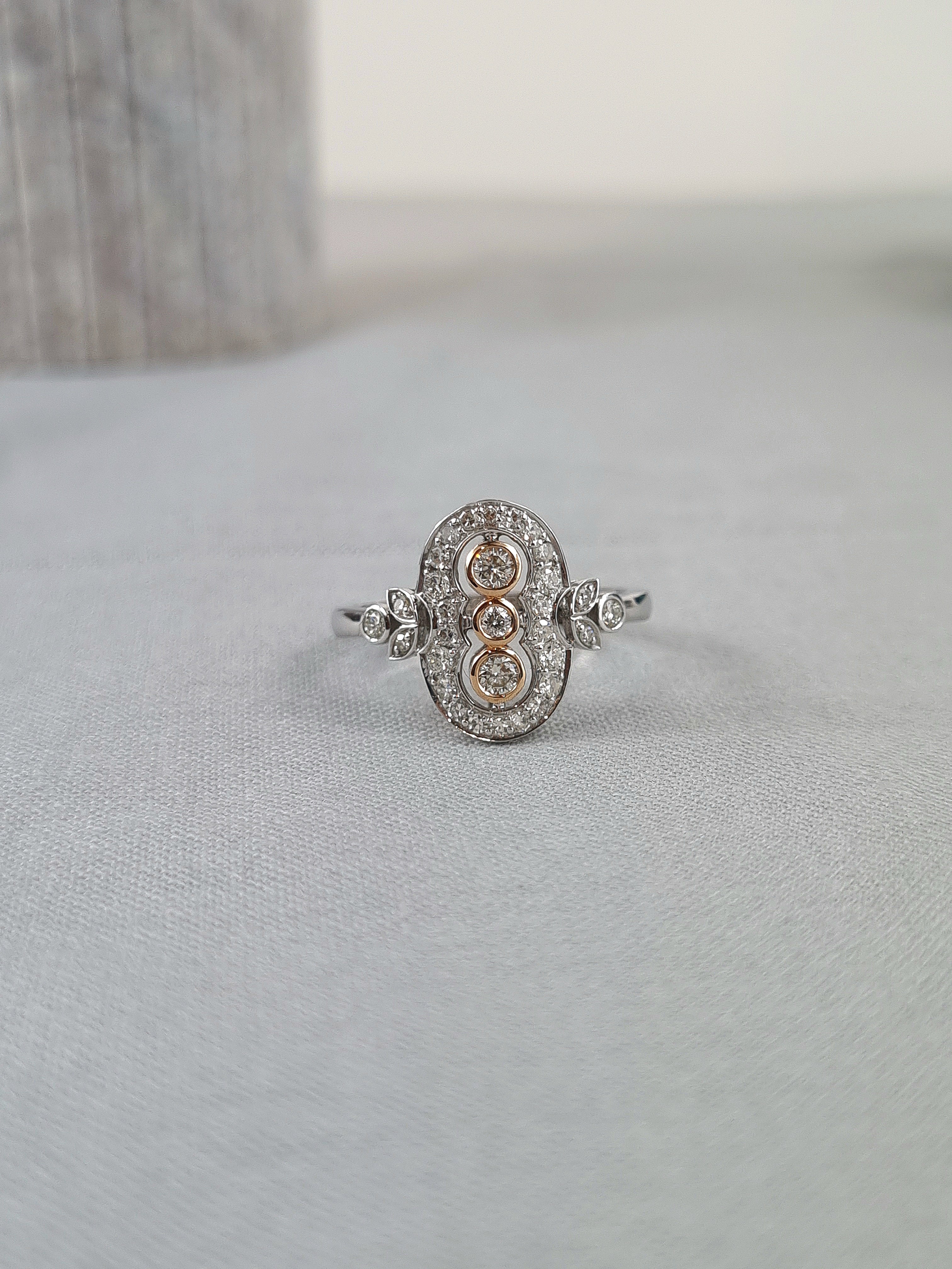 9ct Rose and White Gold Diamond dress ring