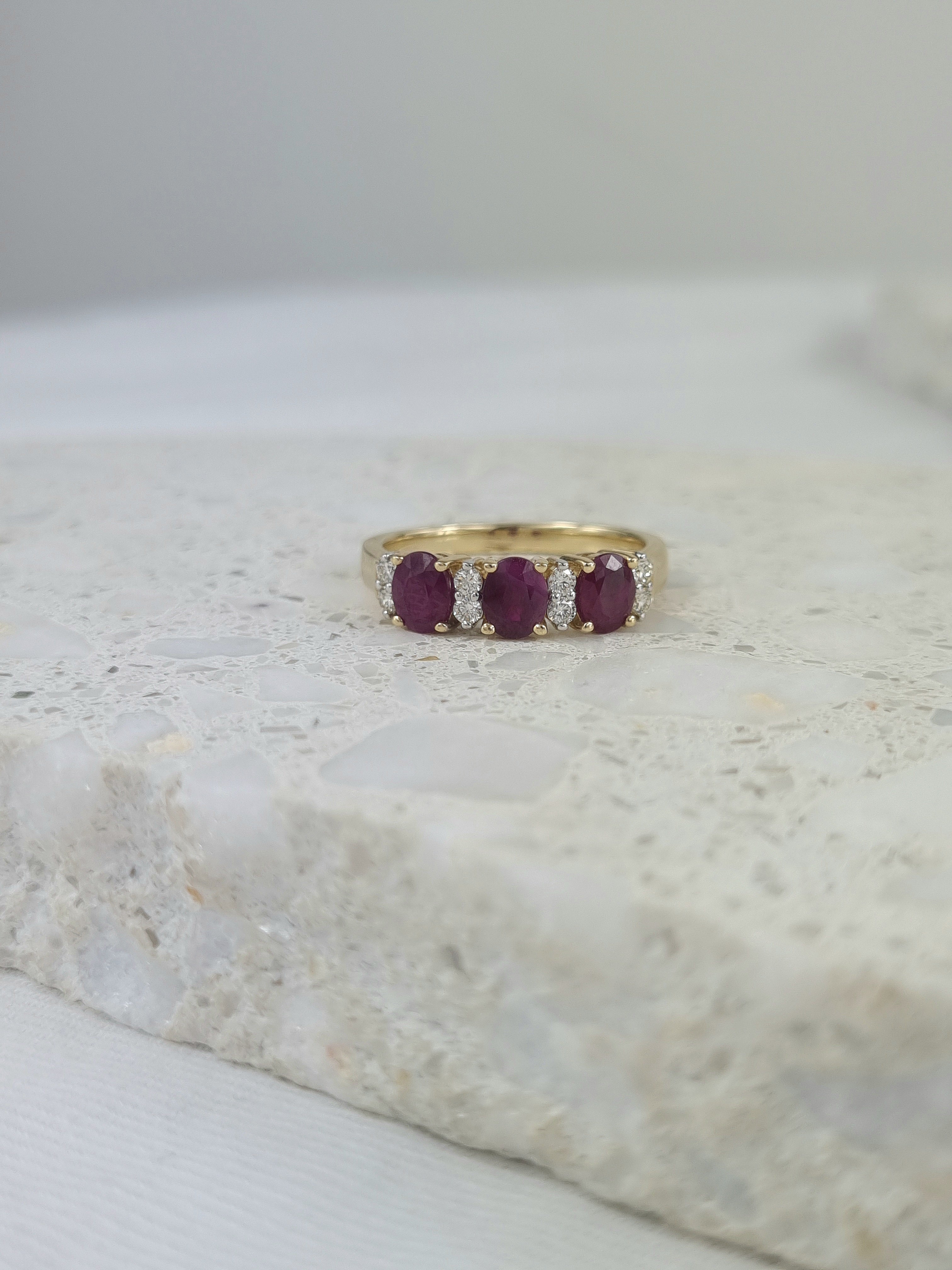 9ct Yellow Gold Ruby and Diamond ring