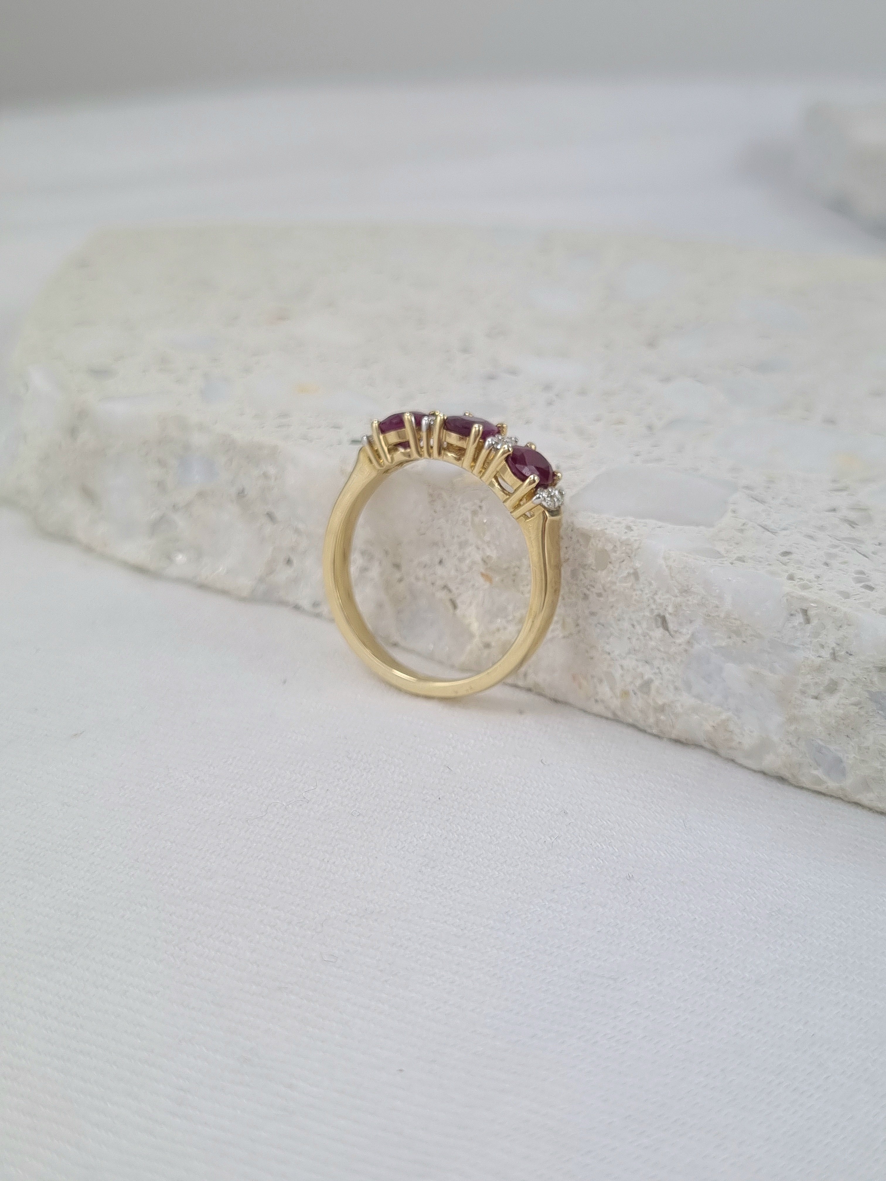 9ct Yellow Gold Ruby and Diamond ring