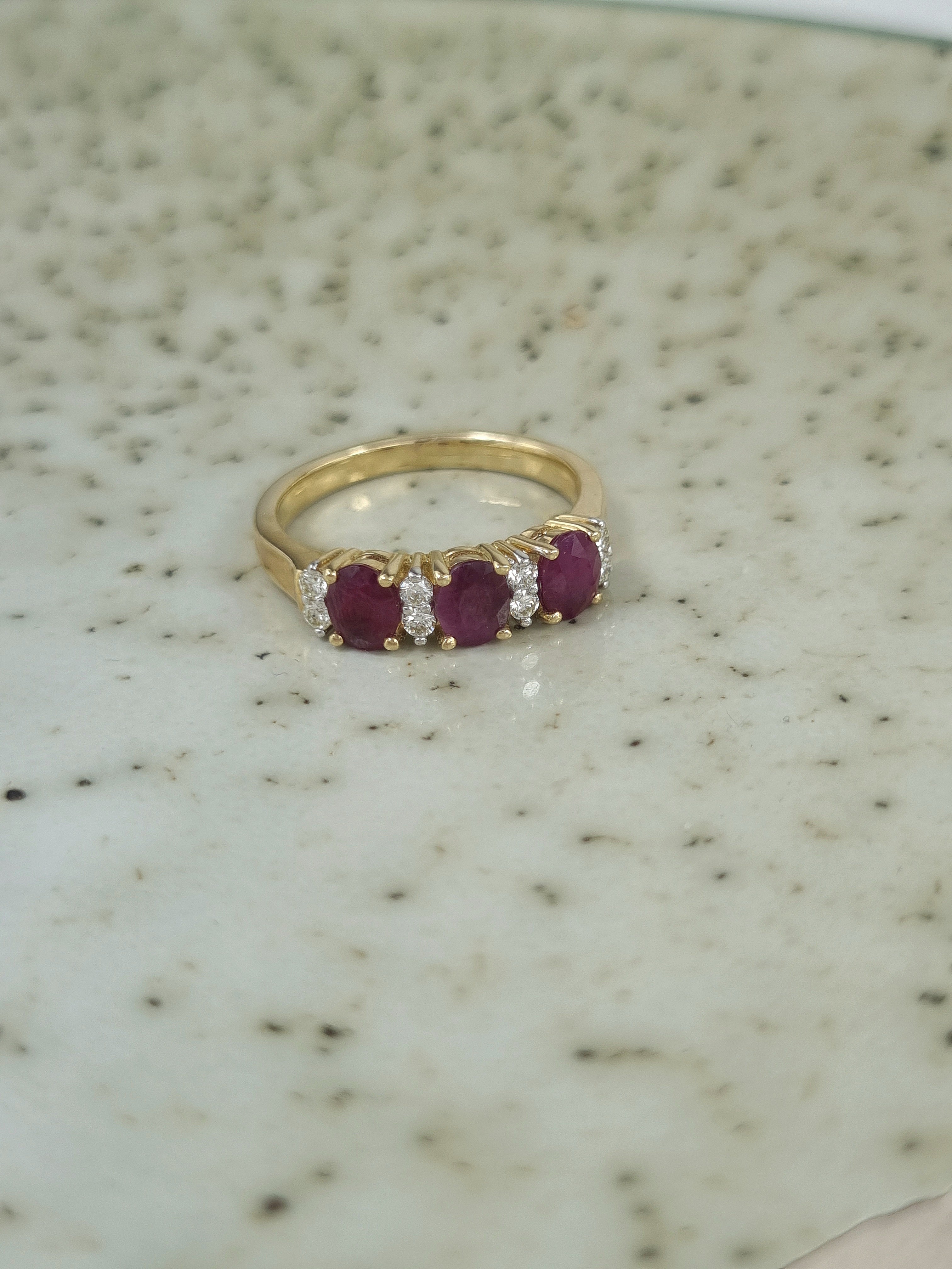 9ct Yellow Gold Ruby and Diamond ring