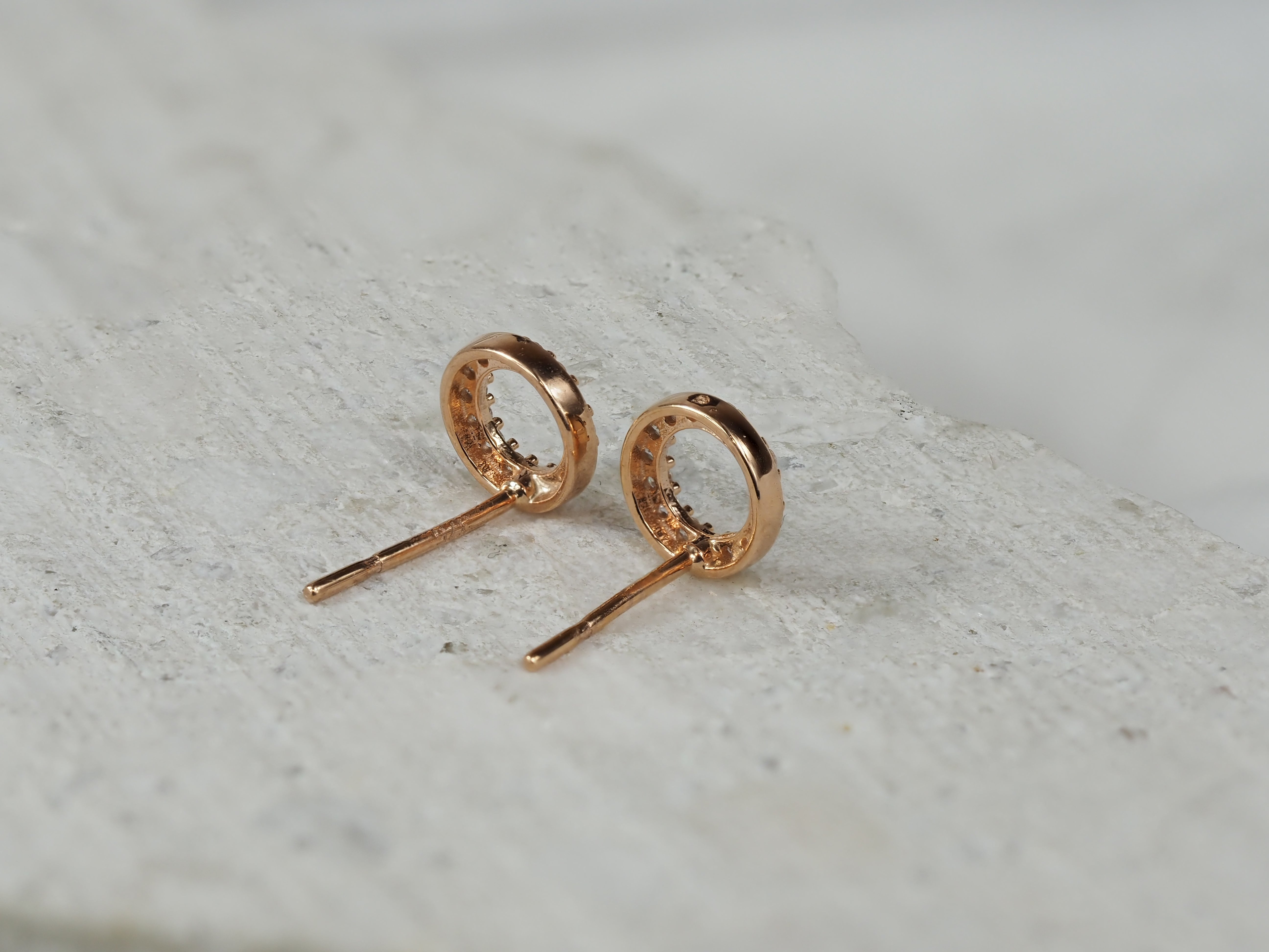 9ct Rose Gold Open Circle Cubic Zirconia Stud Earrings