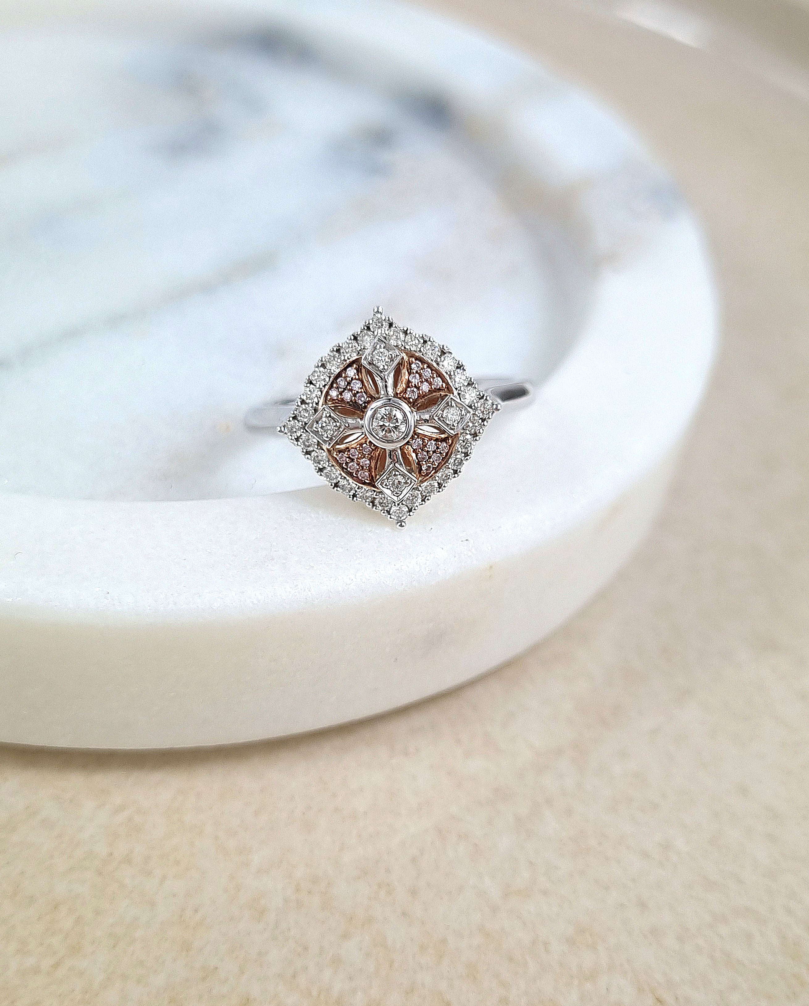 9ct Rose & White Gold 'Pink Caviar' Diamond ring, 0.30 carats total.