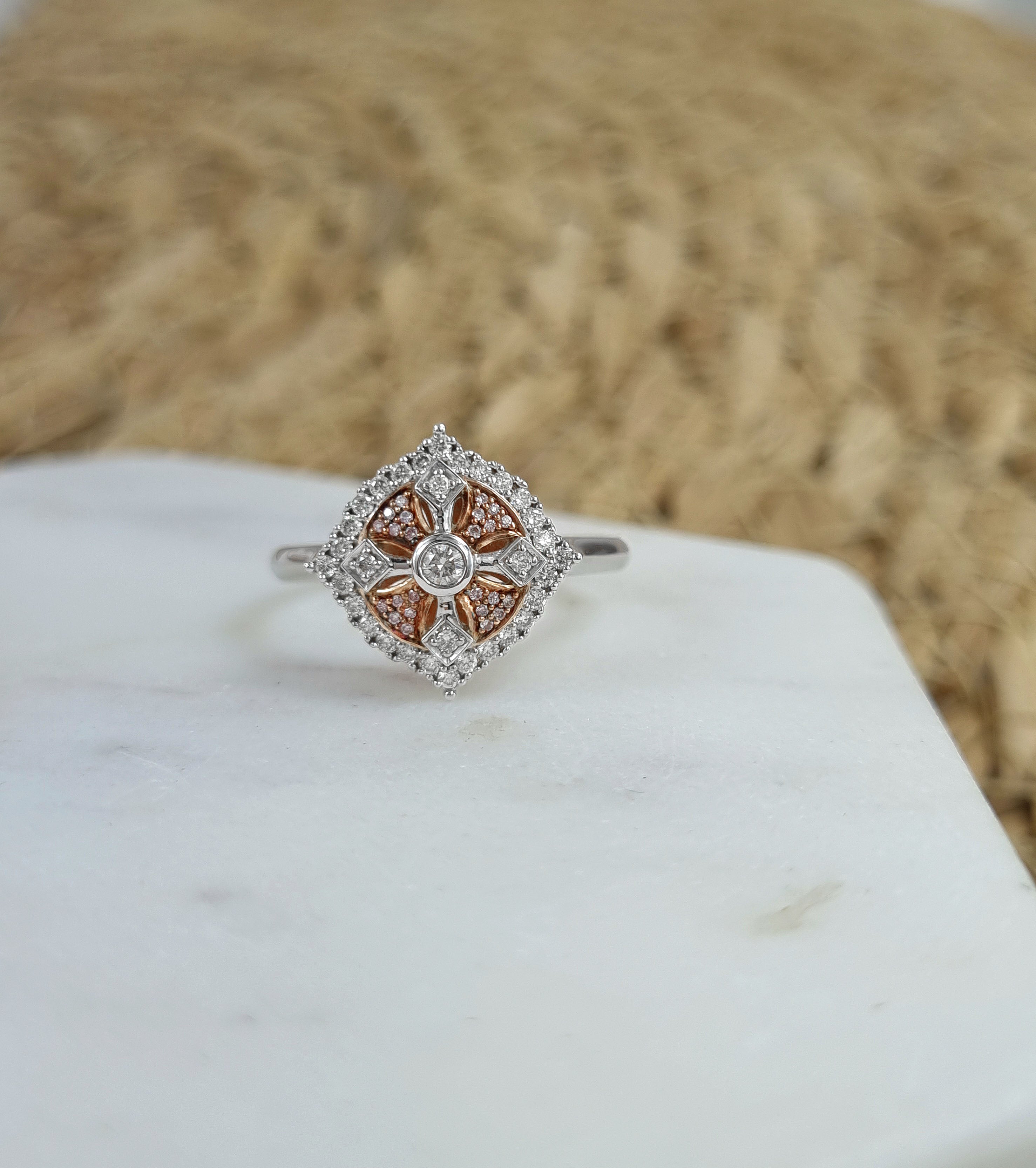 9ct Rose & White Gold 'Pink Caviar' Diamond ring, 0.30 carats total.