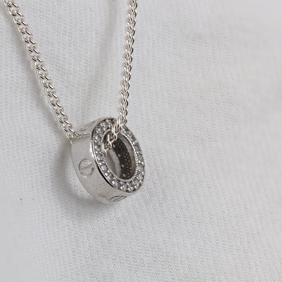 9ct White Gold Cubic Zirconia Screw Head Pendant