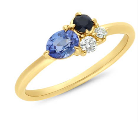 9ct Yellow Gold Ceylon, Sapphire and Diamond ring