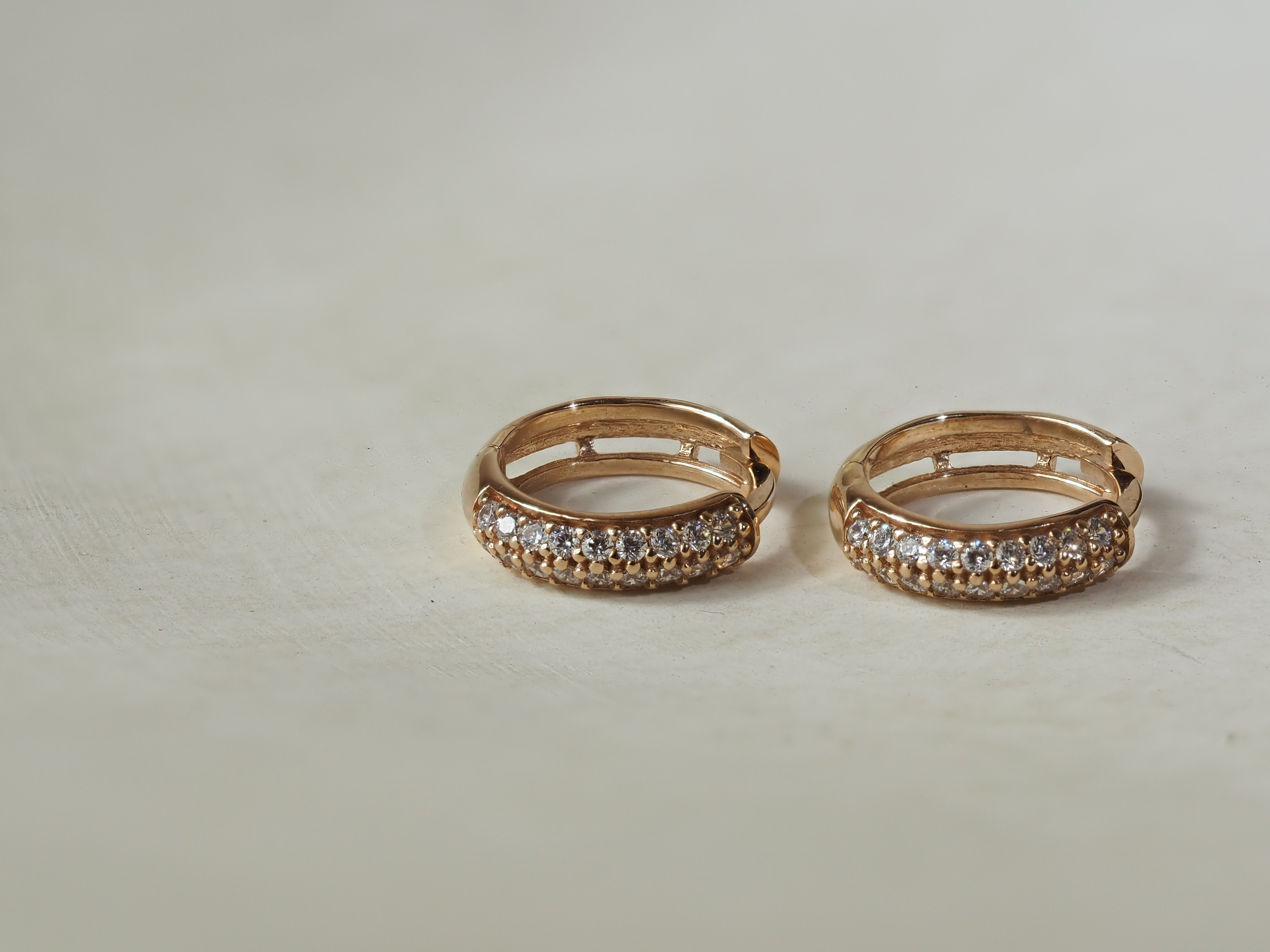 9ct Rose Gold Cubic Zirconia Huggie Earrings