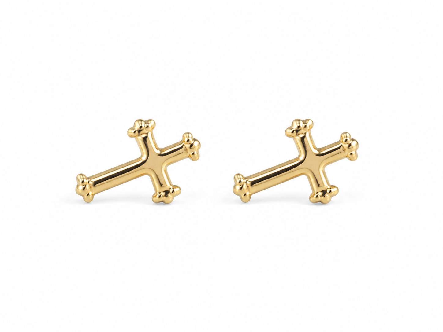 9ct Yellow Gold Cross Stud Earrings