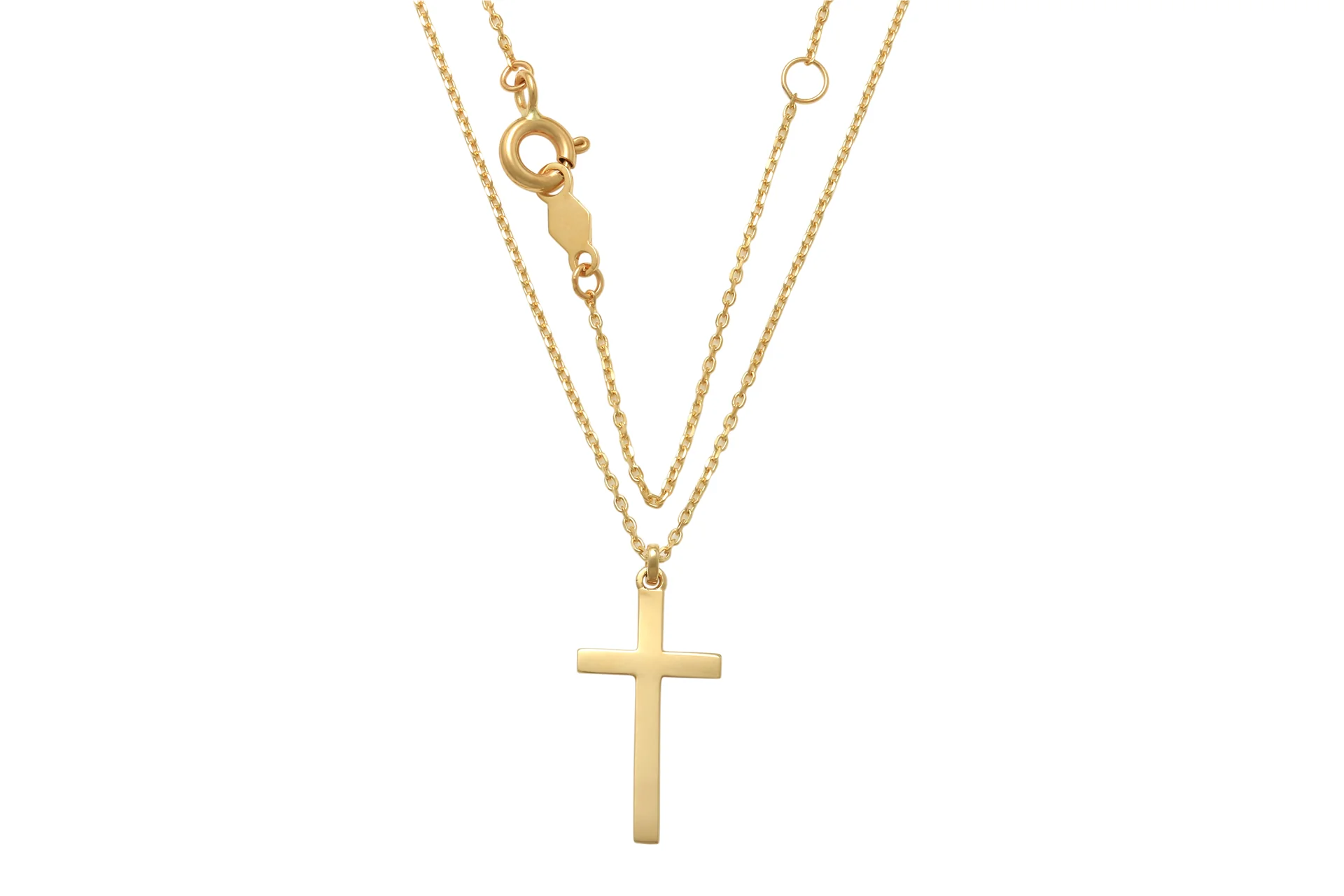9ct Yellow Gold Cross Necklet, 45cm
