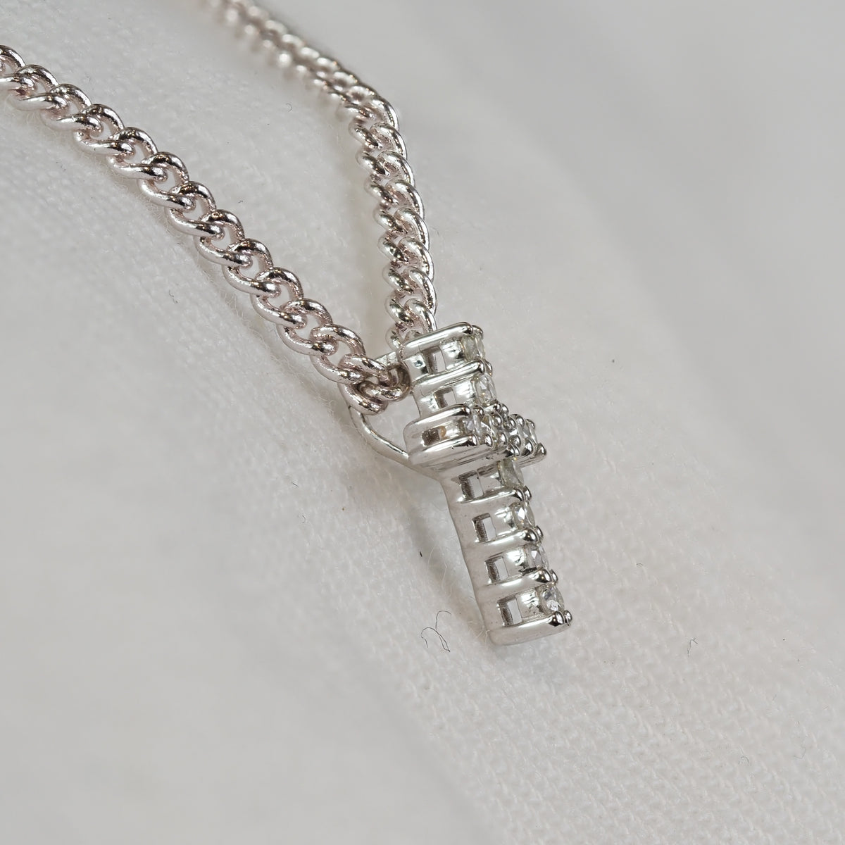 9ct White Gold Diamond Slider Cross Pendant, 0.10ct