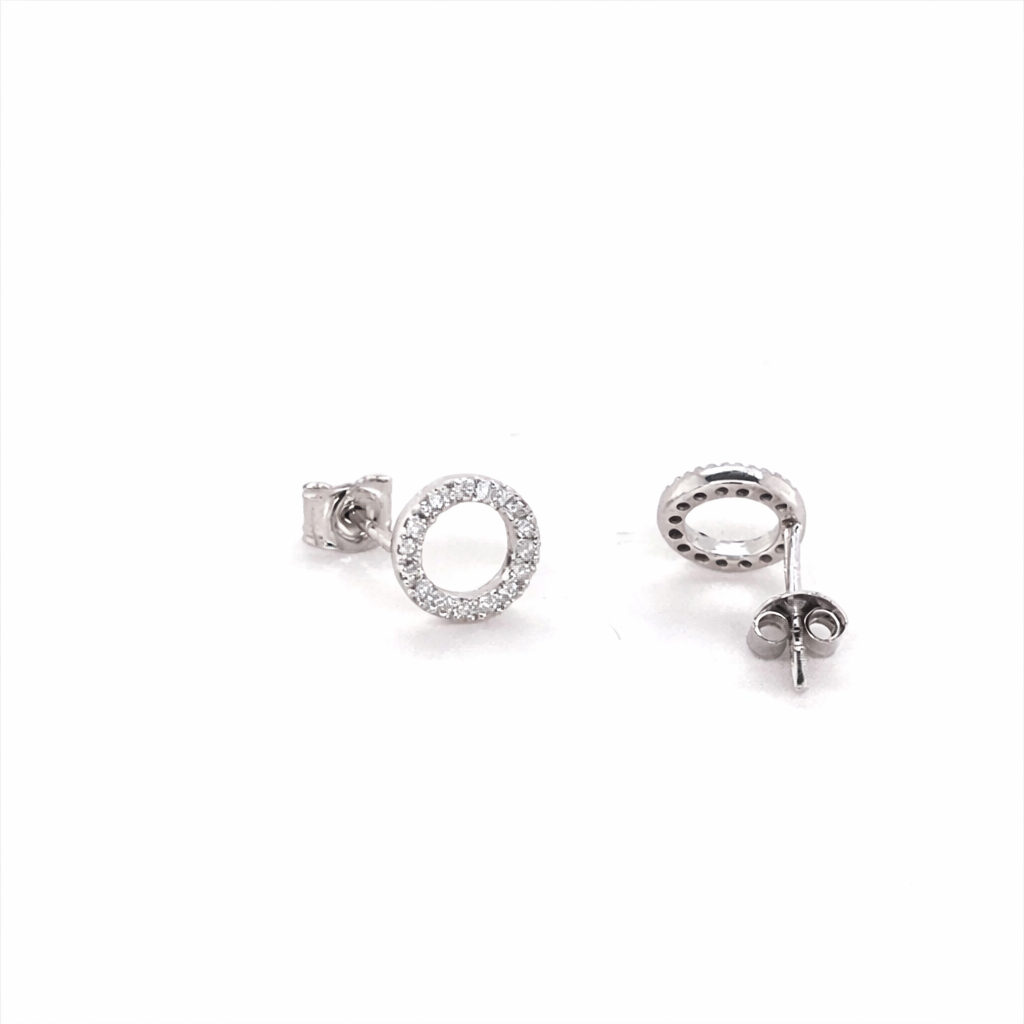 9ct White Gold Open Circle Diamond Stud Earrings, 0.32ct total