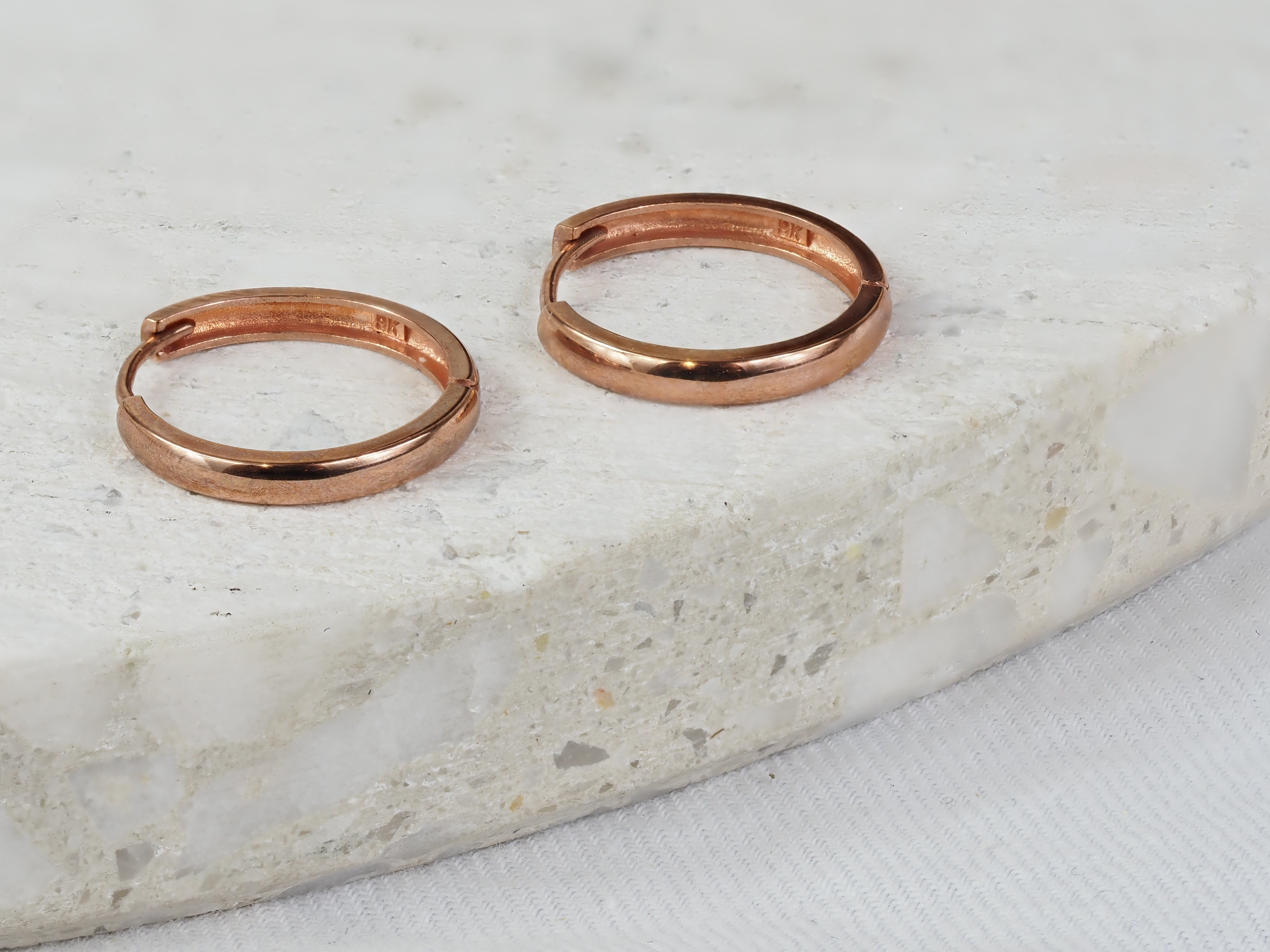 9ct Rose Gold Round Huggie Earrings