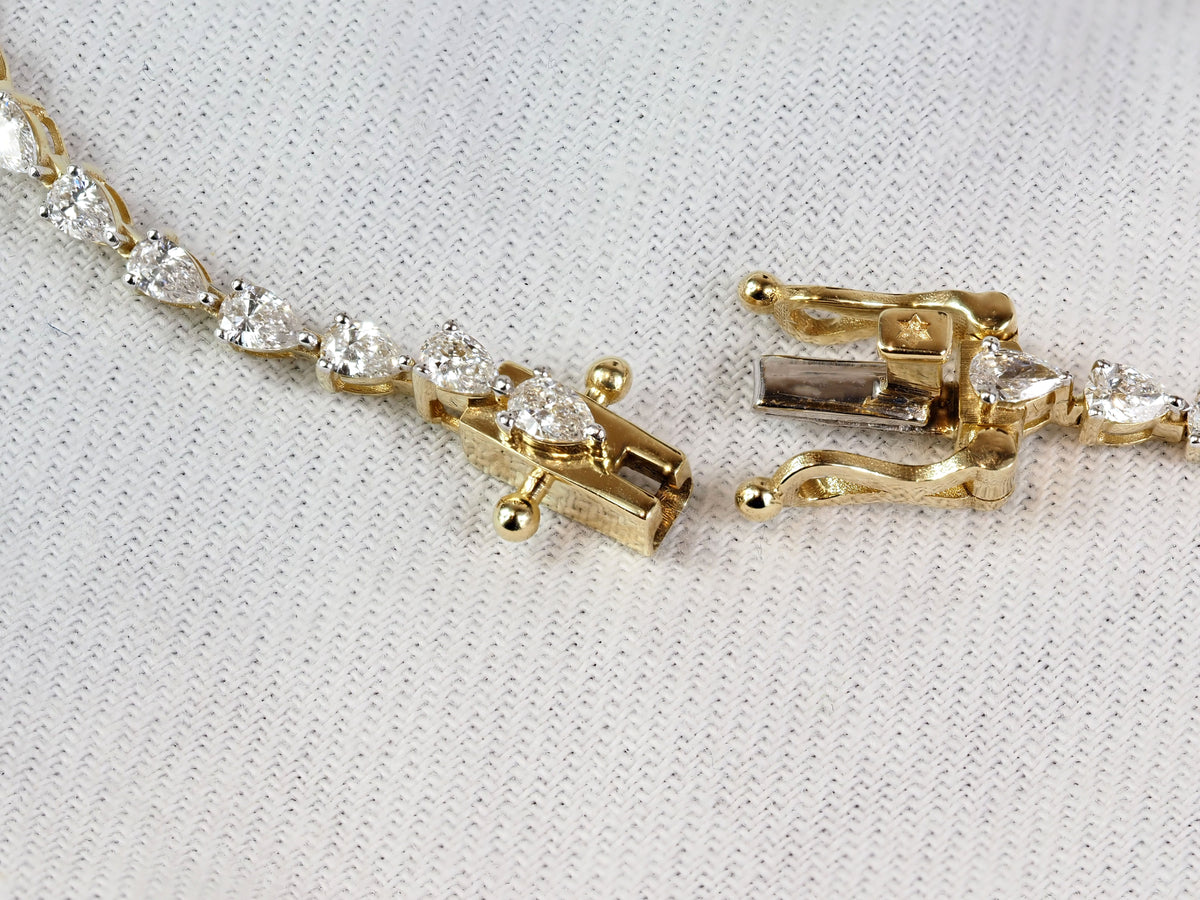 9ct Yellow Gold Lab-Grown Pear Diamond Tennis Bracelet, 2.40ct Total