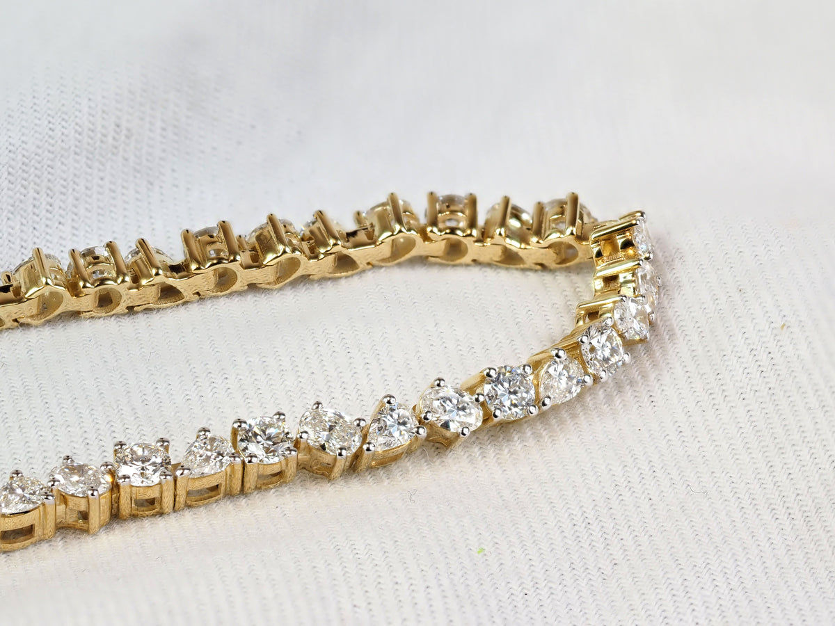 9ct Yellow Gold Lab-Grown Mixed-Cut Diamond Tennis Bracelet, 4.80ct Total