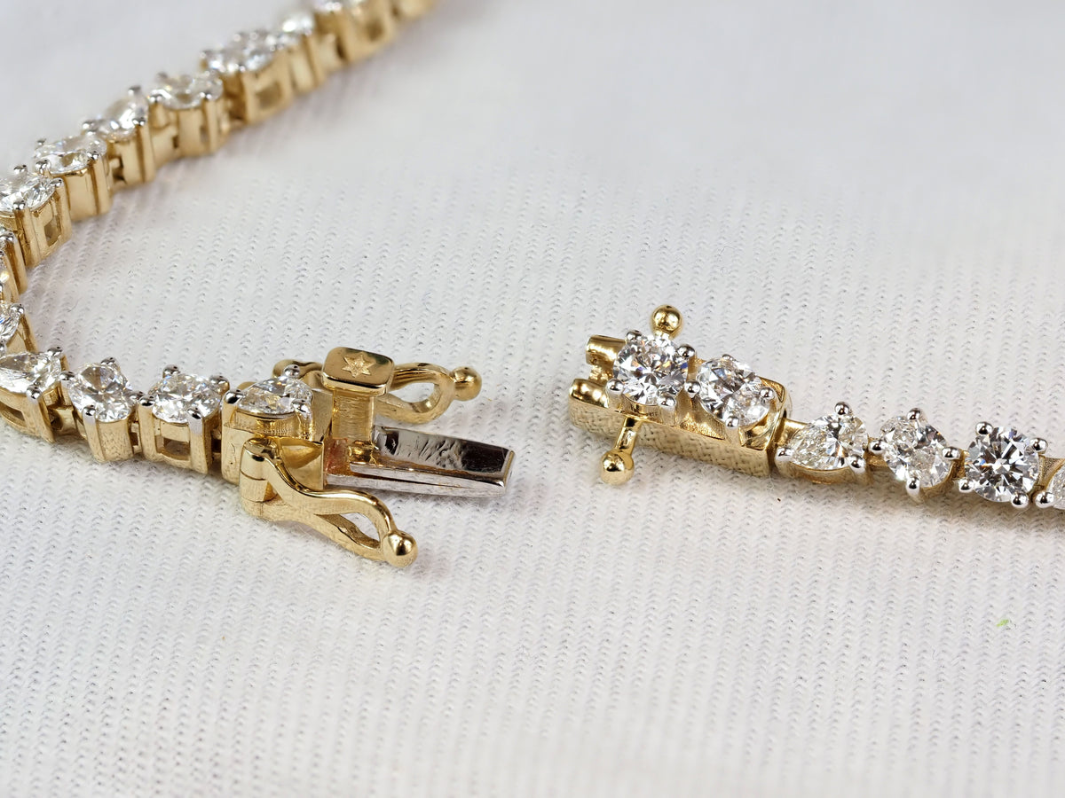 9ct Yellow Gold Lab-Grown Mixed-Cut Diamond Tennis Bracelet, 4.80ct Total