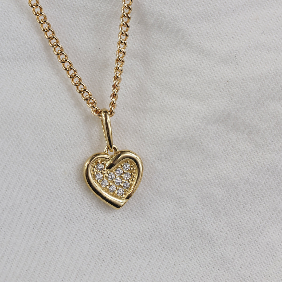 9ct Yellow Gold Cubic Zirconia Heart Pendant