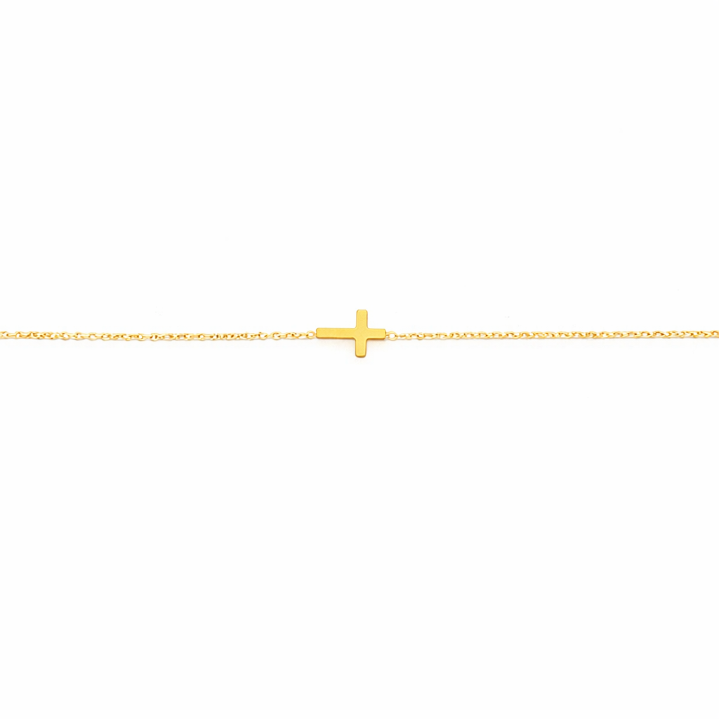 9ct Yellow Gold Cross Bracelet, 19cm