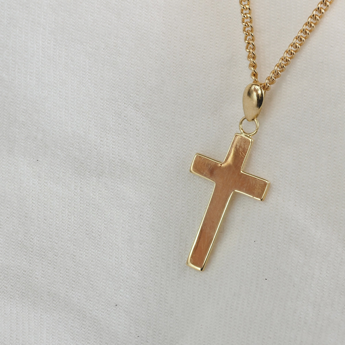 9ct Yellow Gold Flat Cross Pendant, 20mm