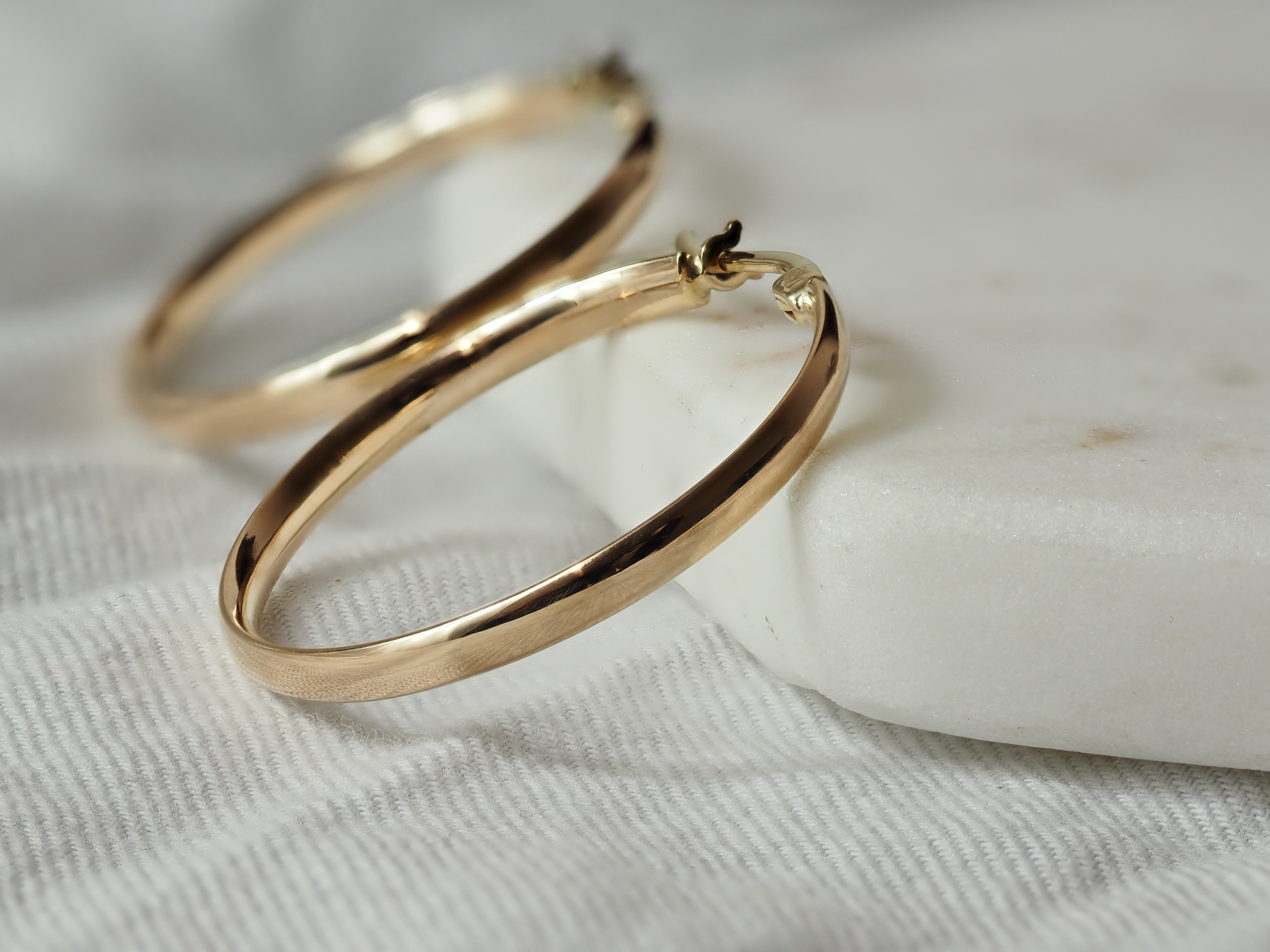 9ct Yellow Gold Half Round Hoop Earrings