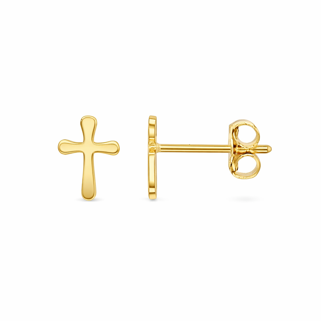 9ct Yellow Gold Cross Stud Earrings