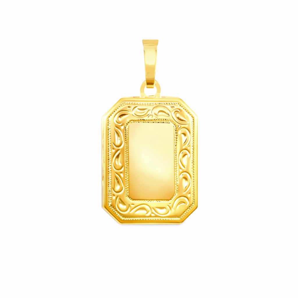 9ct Yellow Gold Engraved Rectangle Locket, 21mm