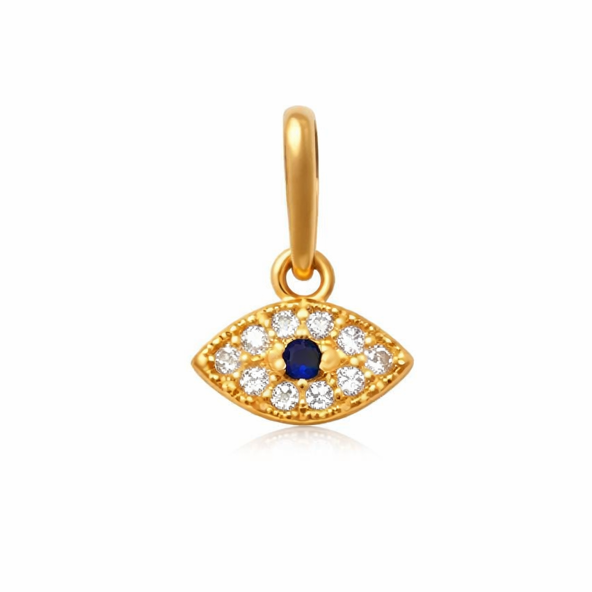 9ct Yellow Gold Cubic Zirconia and Sapphire Pendant