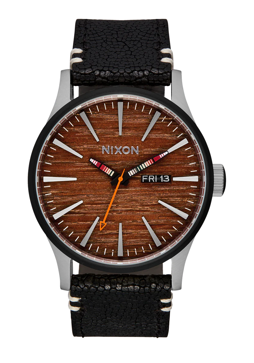 Nixon Sentry Silver, Rosewood and Black Watch