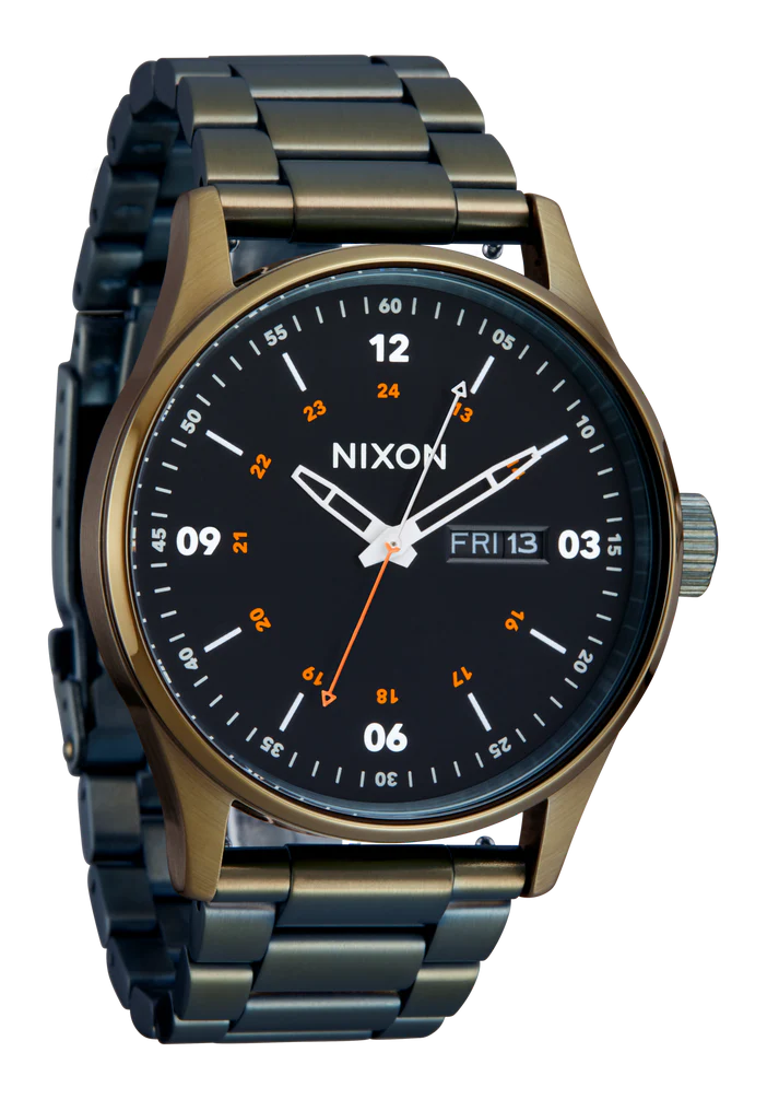 Nixon Sentry Stainless Steel Dark Olive and Black Watch