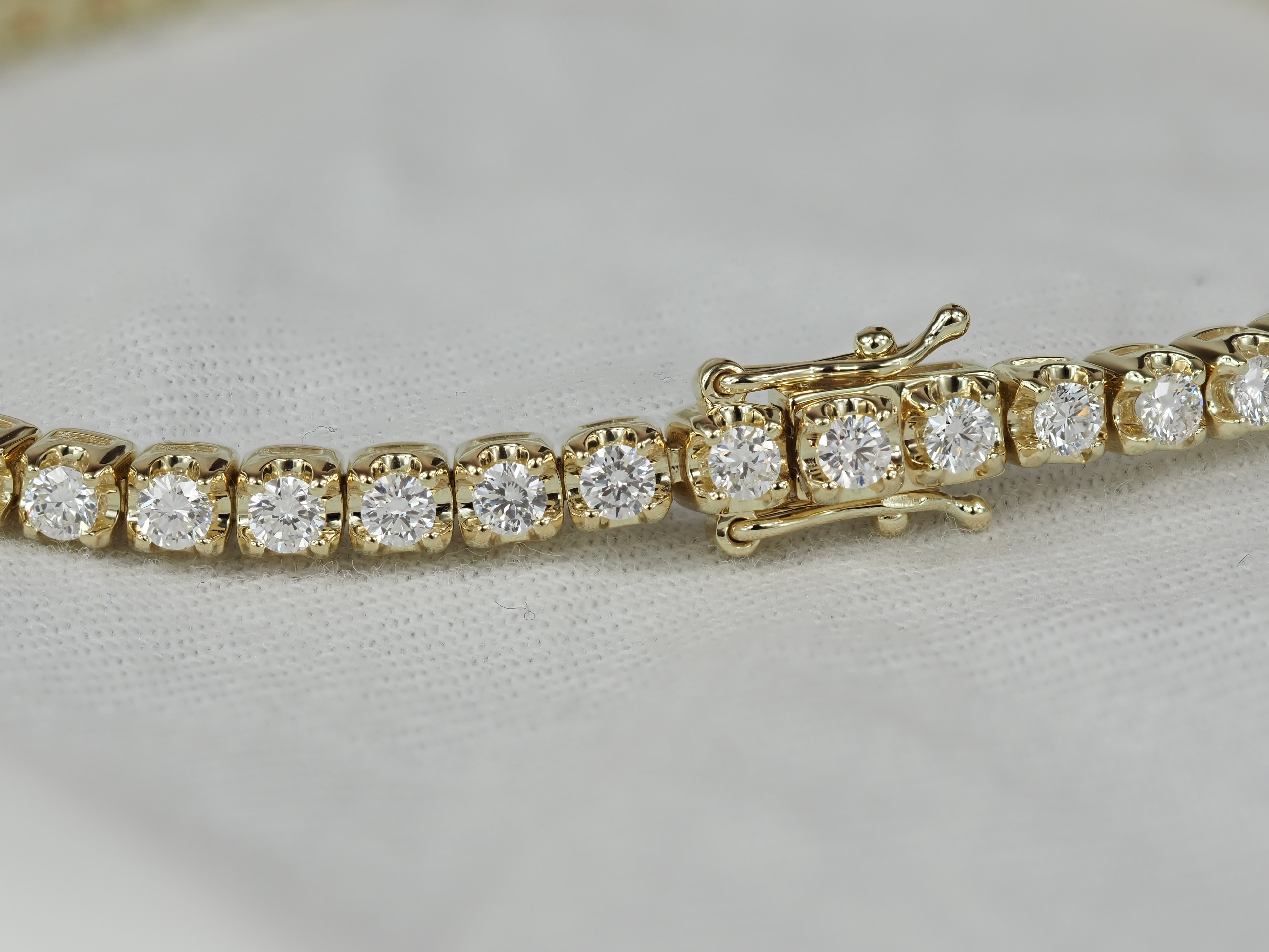 9ct Yellow Gold Lab-Grown Diamond Tennis Bracelet, 3ct Total