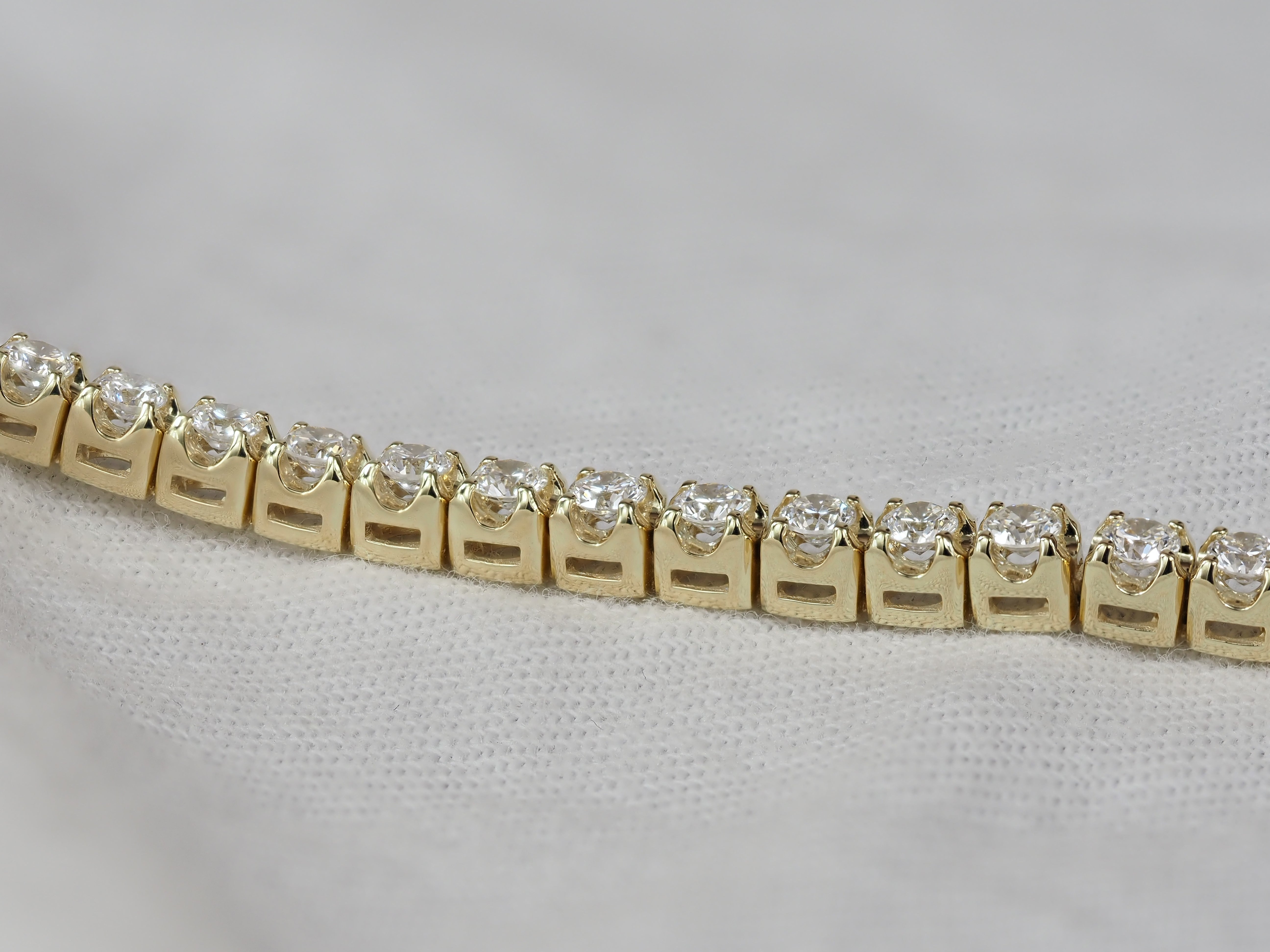 9ct Yellow Gold Lab-Grown Diamond Tennis Bracelet, 3ct Total
