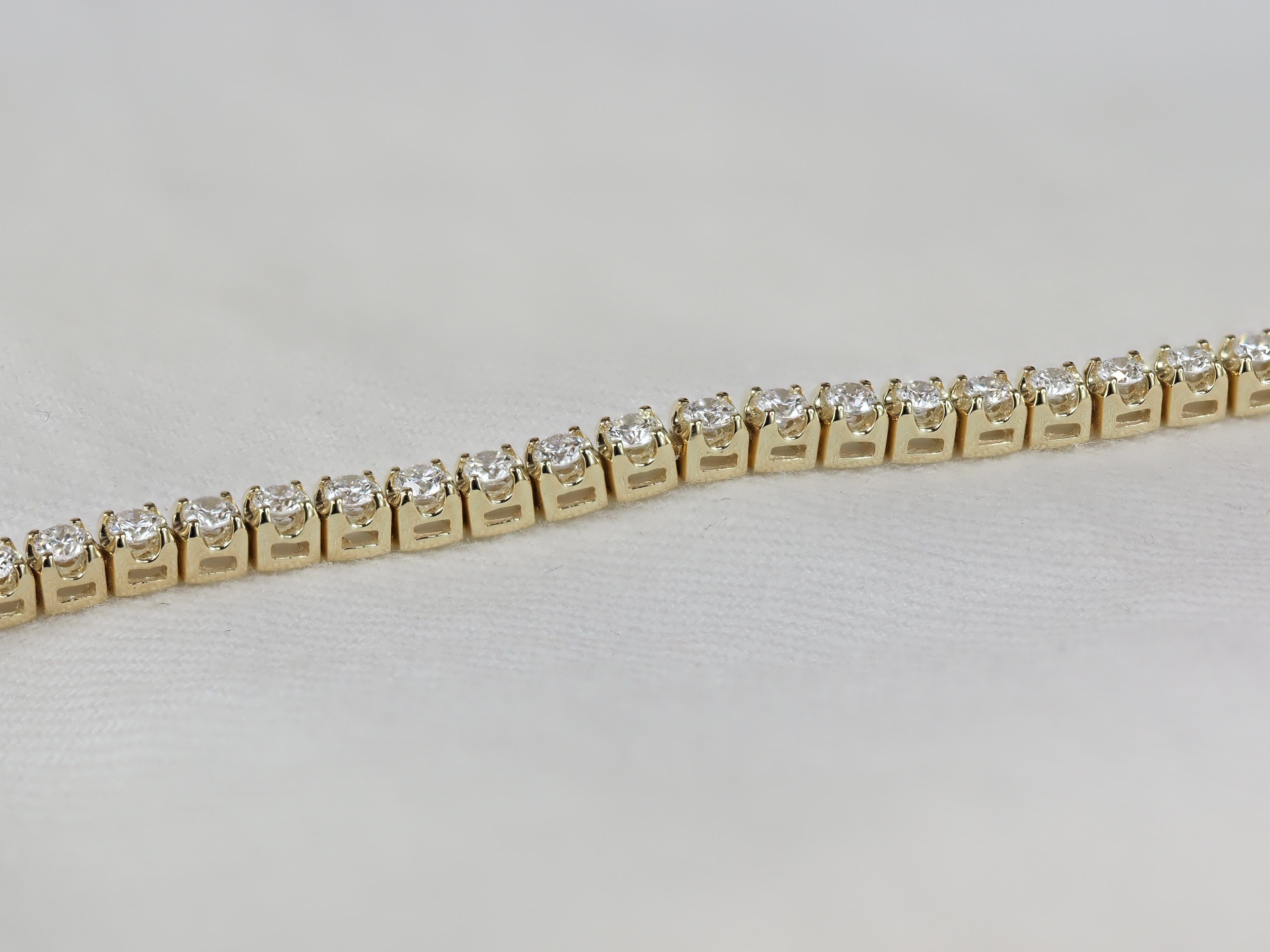 9ct Yellow Gold Lab-Grown Diamond Tennis Bracelet, 2ct Total