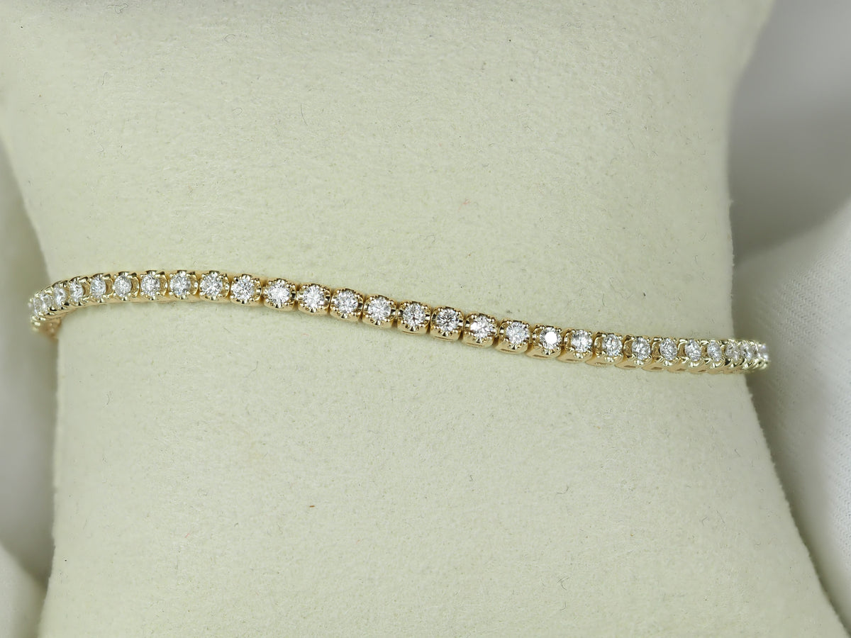 9ct Yellow Gold Lab-Grown Diamond Tennis Bracelet, 2ct Total