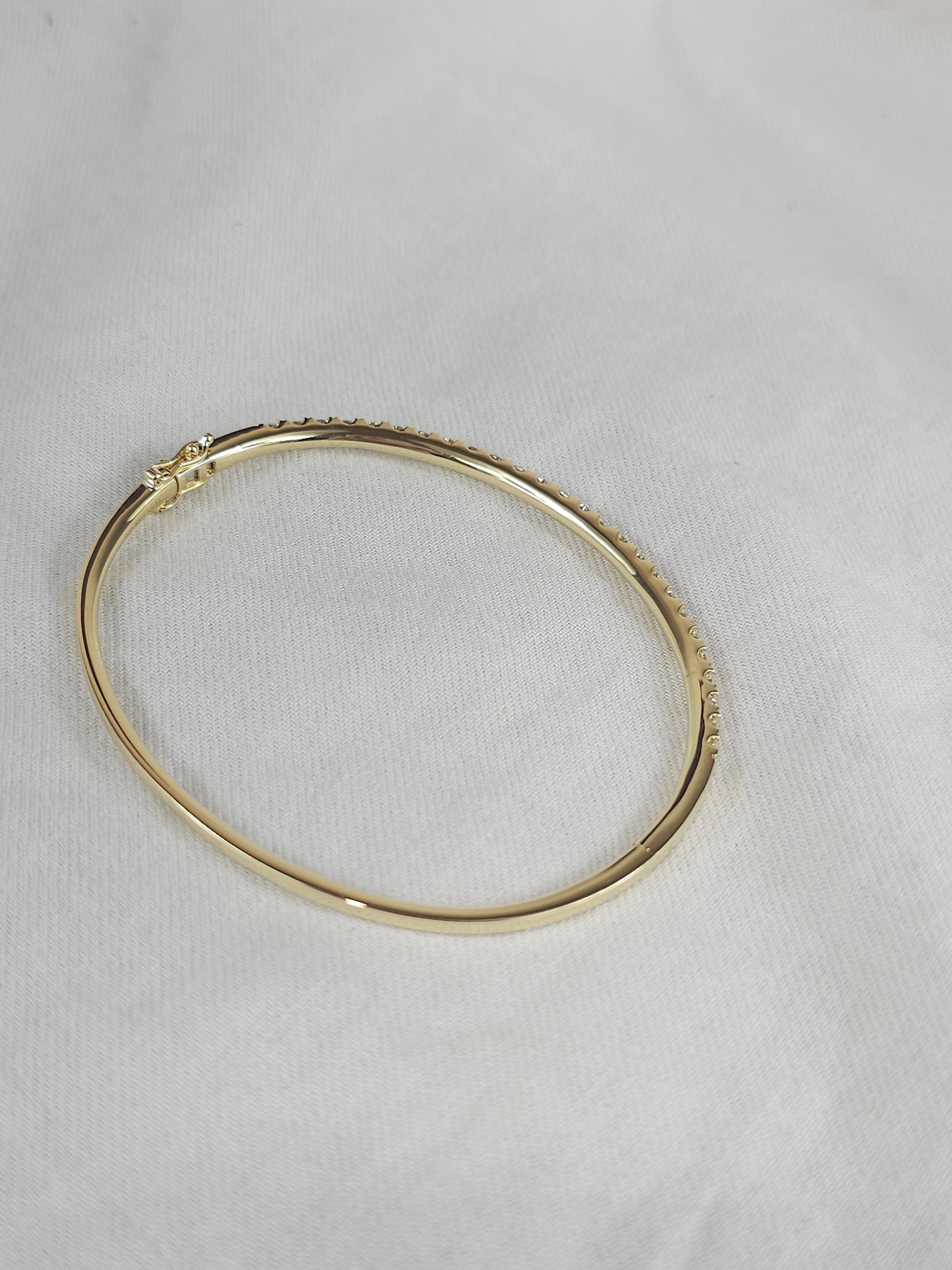 9ct Yellow Gold Lab-Grown Diamond Bangle, 2ct total
