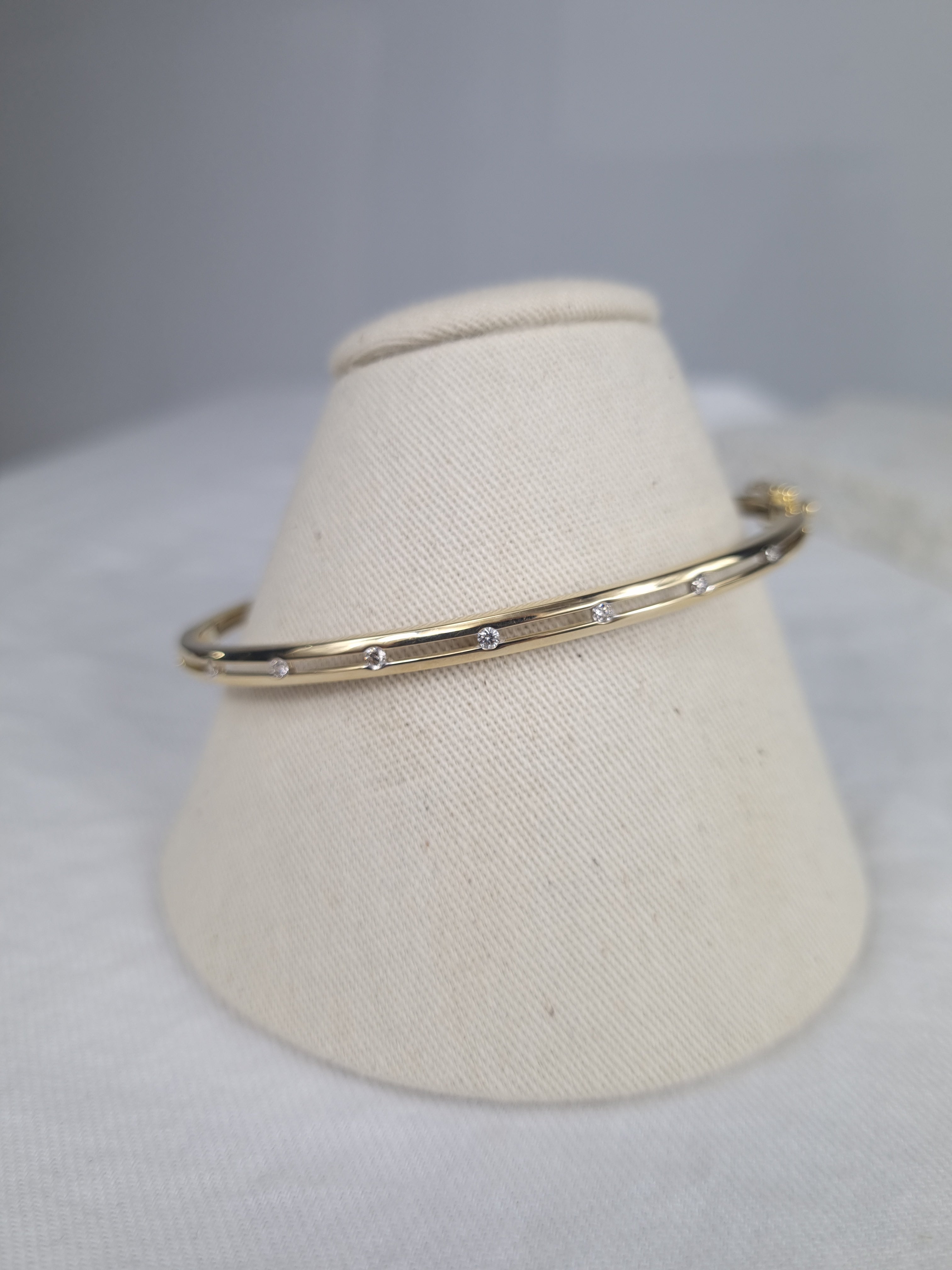 9ct Yellow and White Gold Diamond Bangle, 0.146ct total