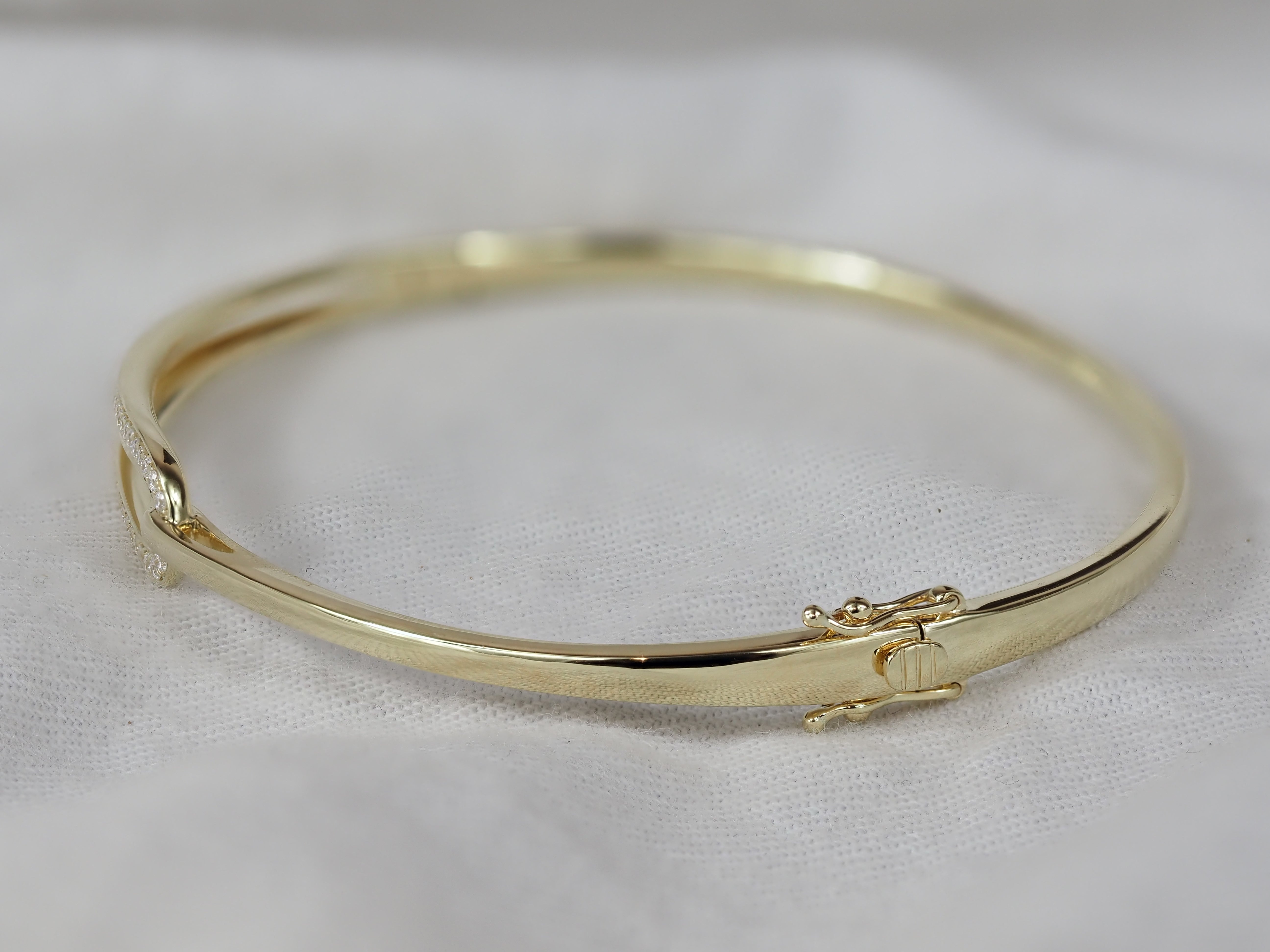9ct Yellow Gold Round Brilliant Cut Diamond Bangle, 0.26ct Total