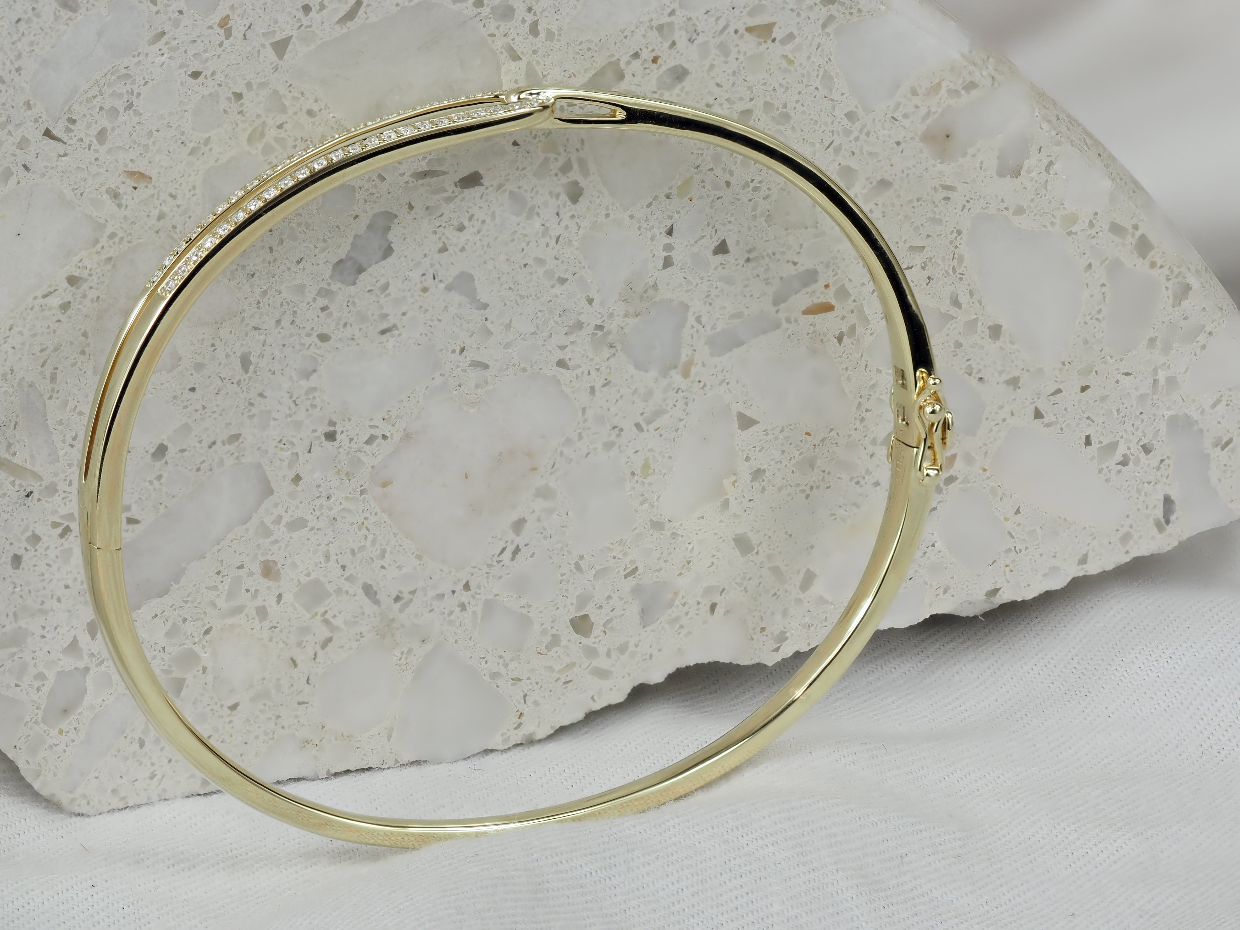 9ct Yellow Gold Round Brilliant Cut Diamond Bangle, 0.26ct Total