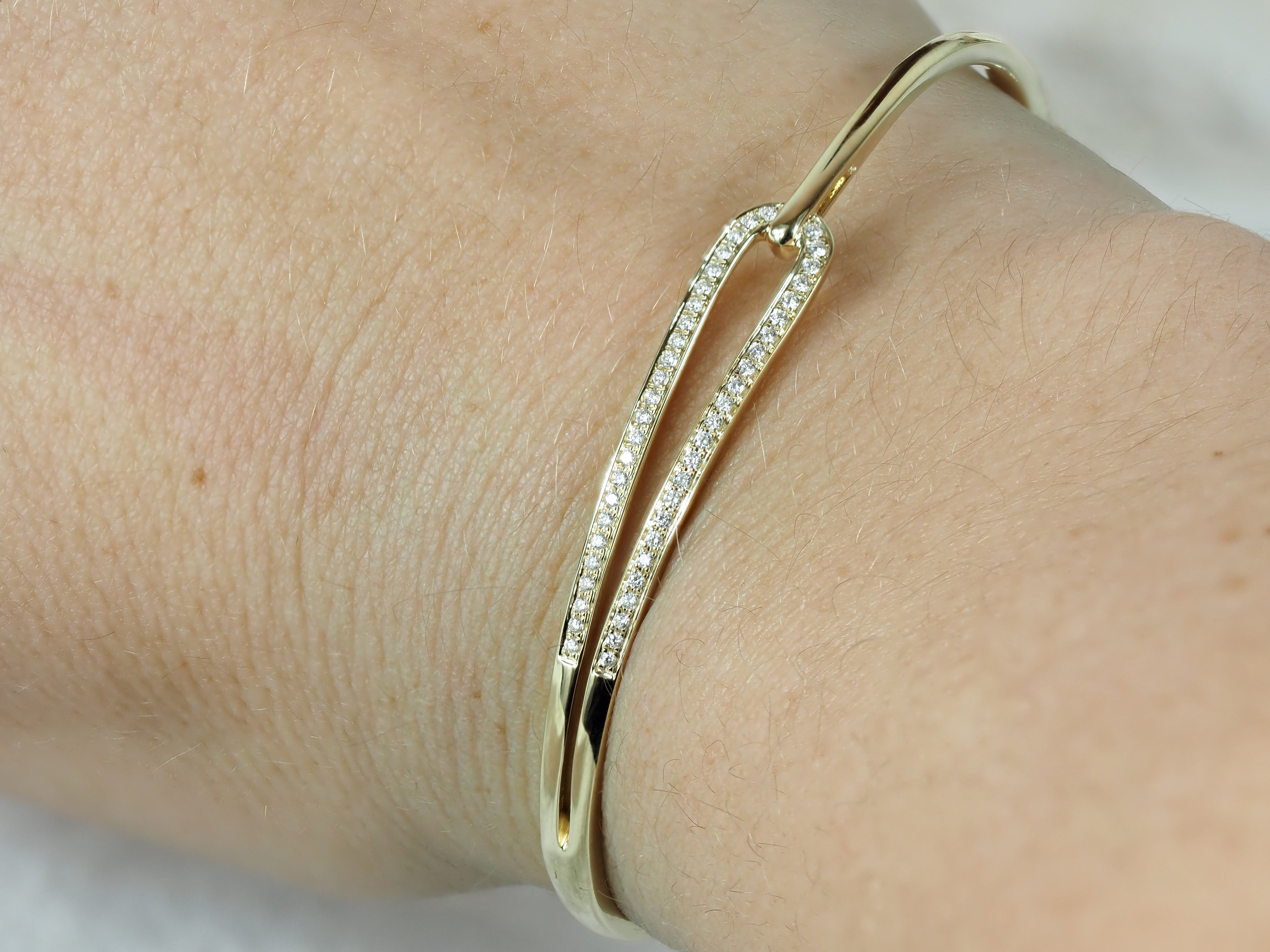 9ct Yellow Gold Round Brilliant Cut Diamond Bangle, 0.26ct Total
