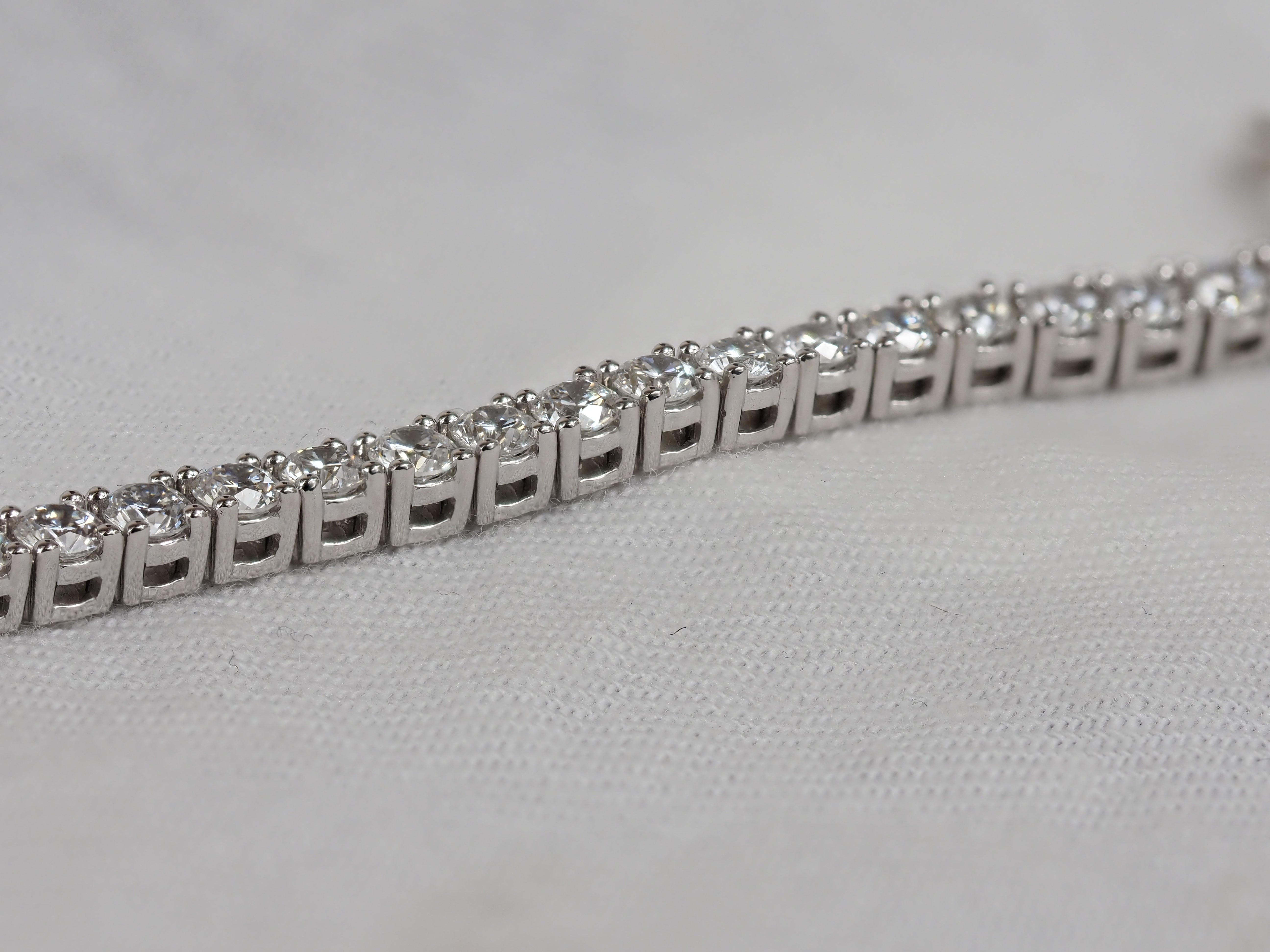 14ct White Gold Lab-Grown Tennis Bracelet, 5ct Total