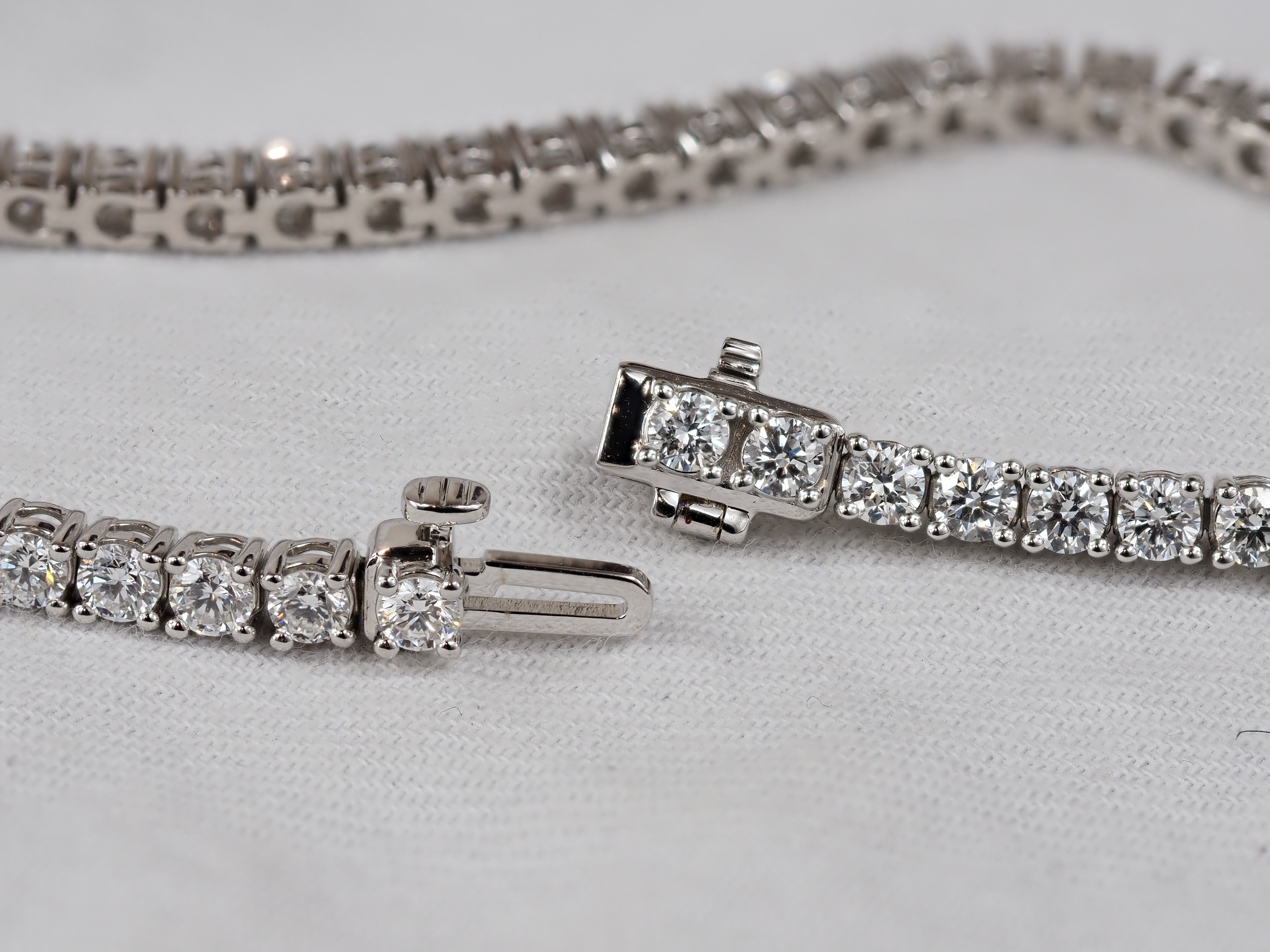14ct White Gold Lab-Grown Tennis Bracelet, 5ct Total
