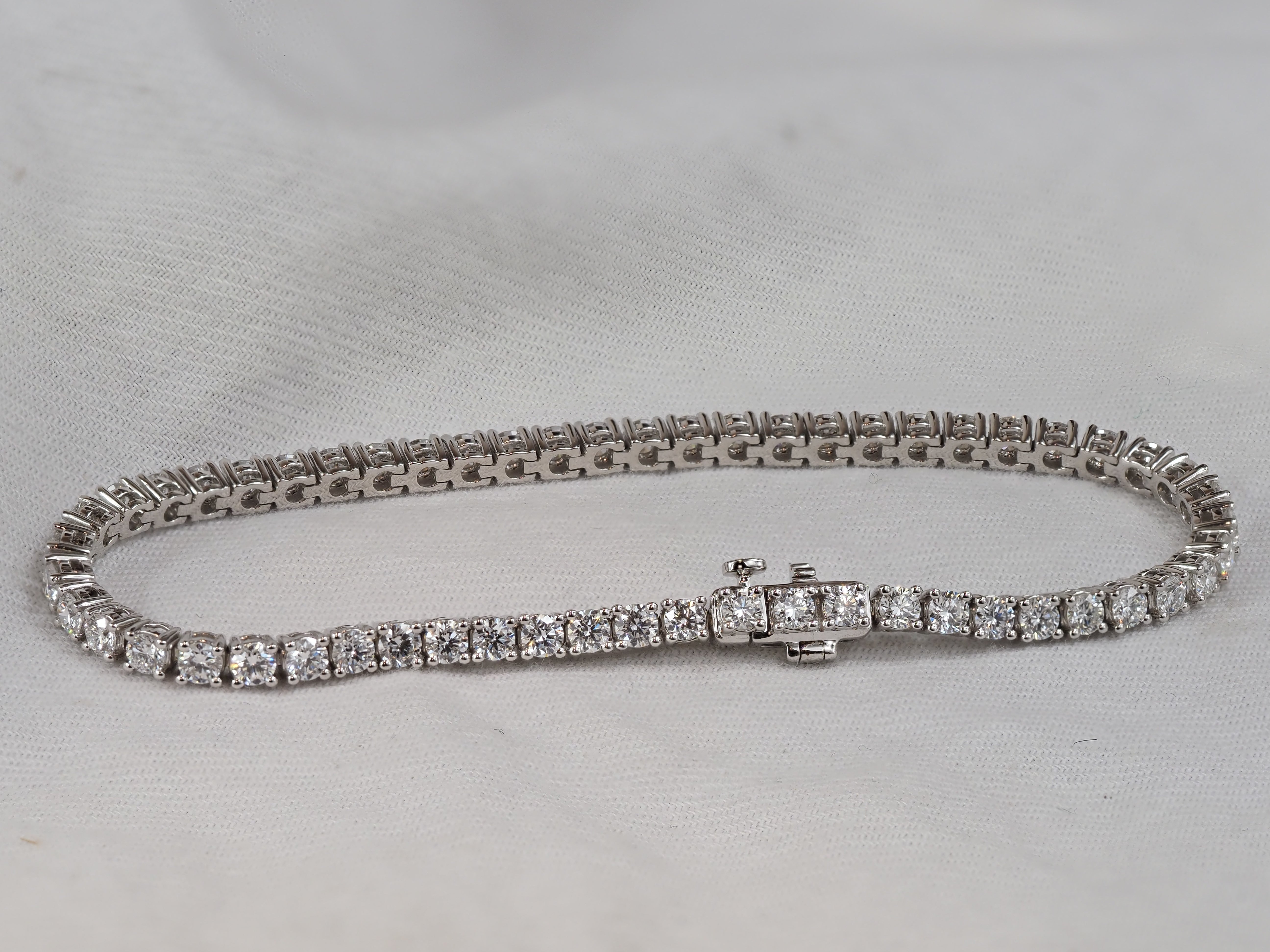 14ct White Gold Lab-Grown Tennis Bracelet, 5ct Total