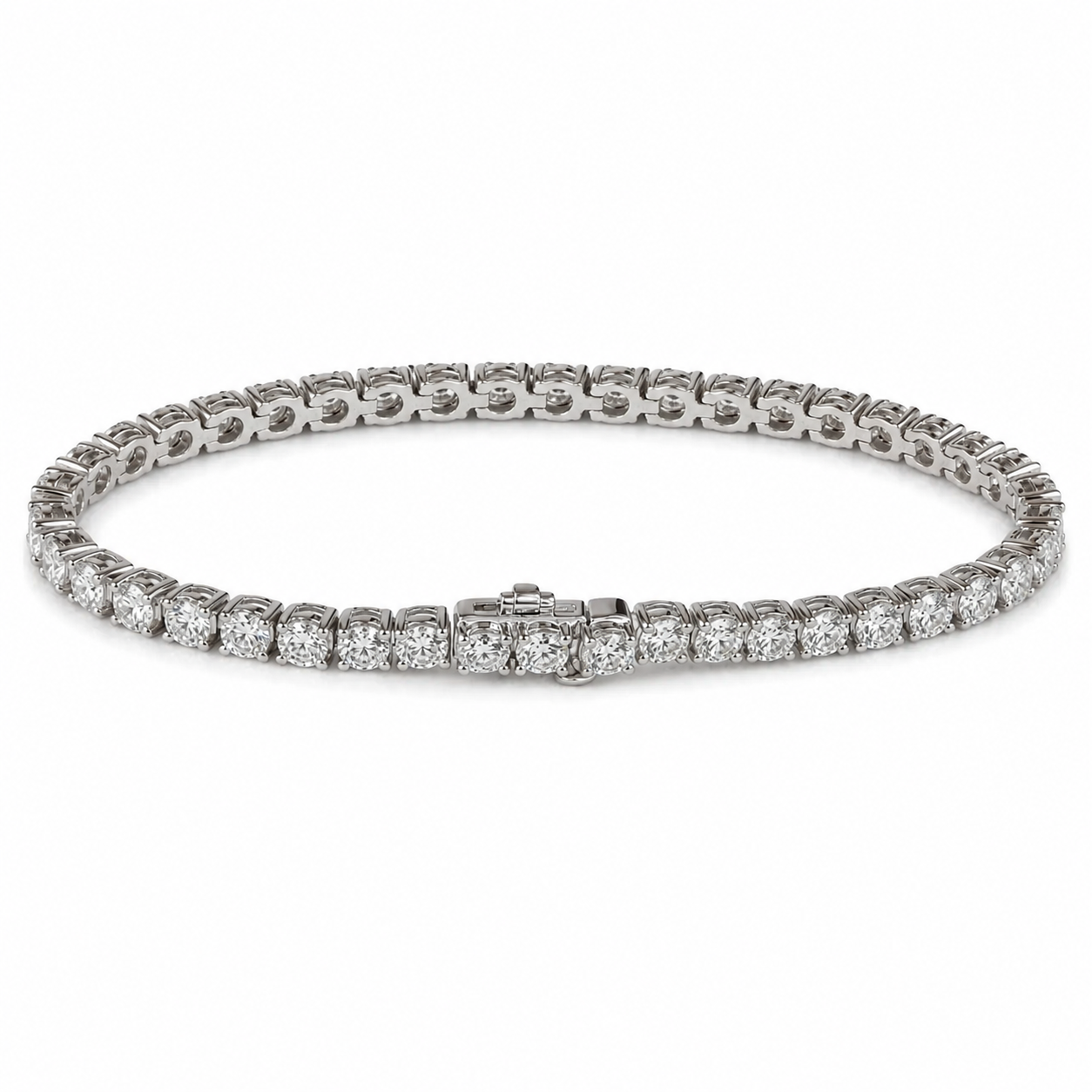 14ct White Gold Lab-Grown Diamond Tennis Bracelet, 7.02ct Total