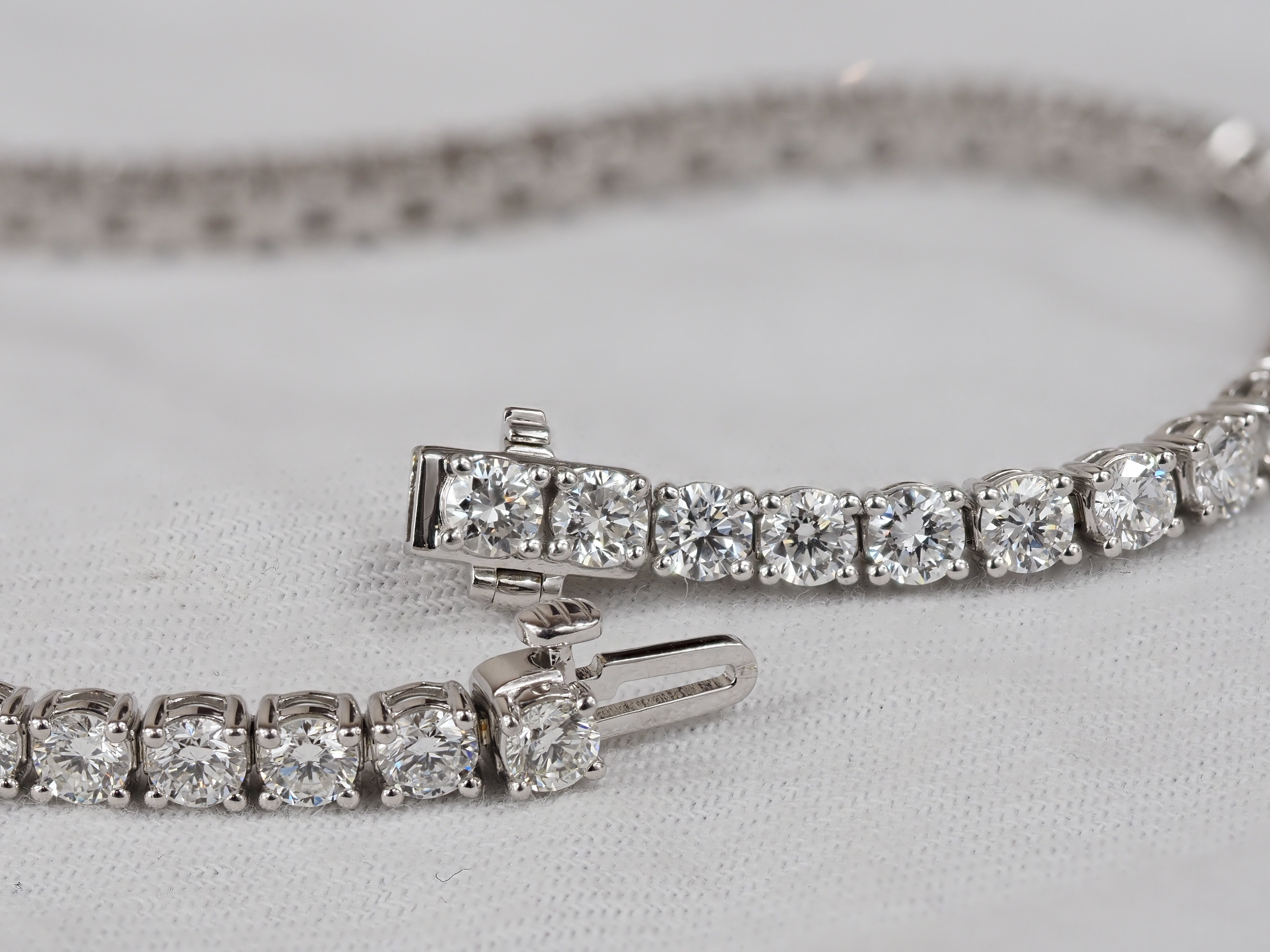 14ct White Gold Lab-Grown Diamond Tennis Bracelet, 7.02ct Total