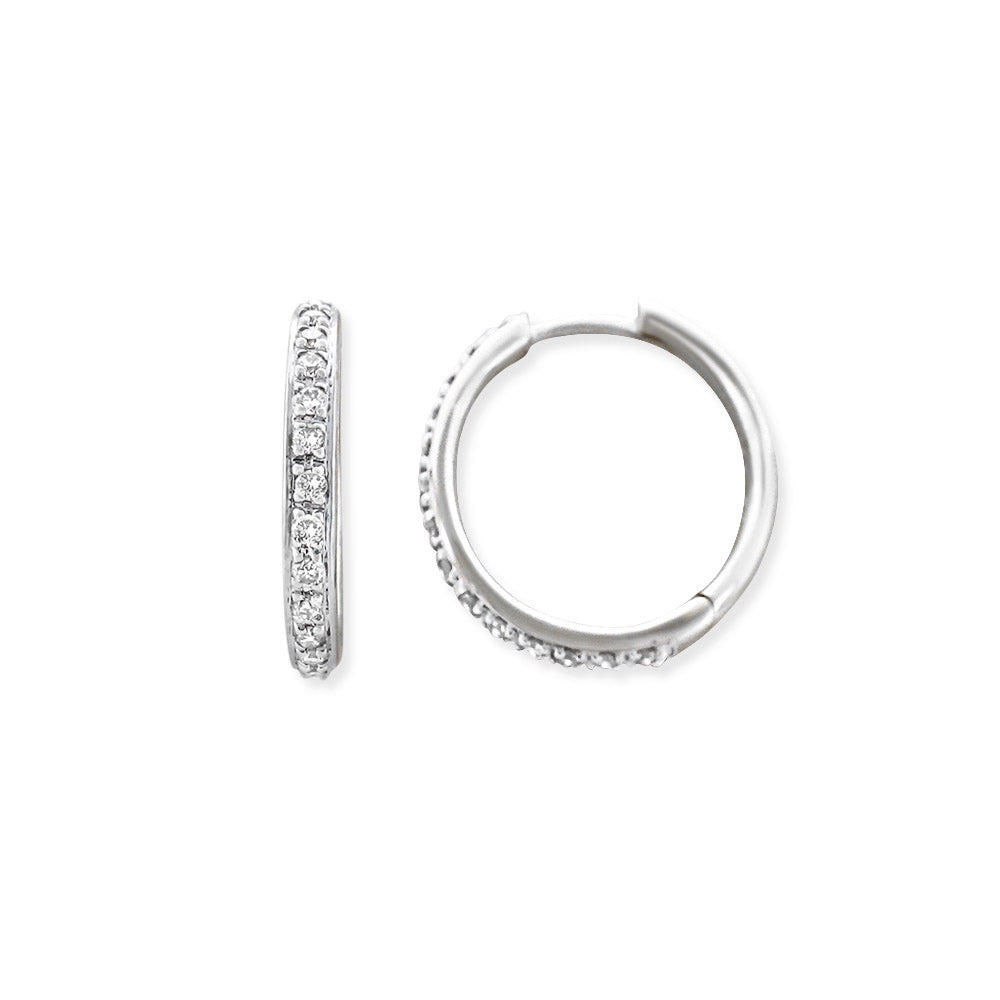 9ct White Gold 0.16ct Diamond huggie earring