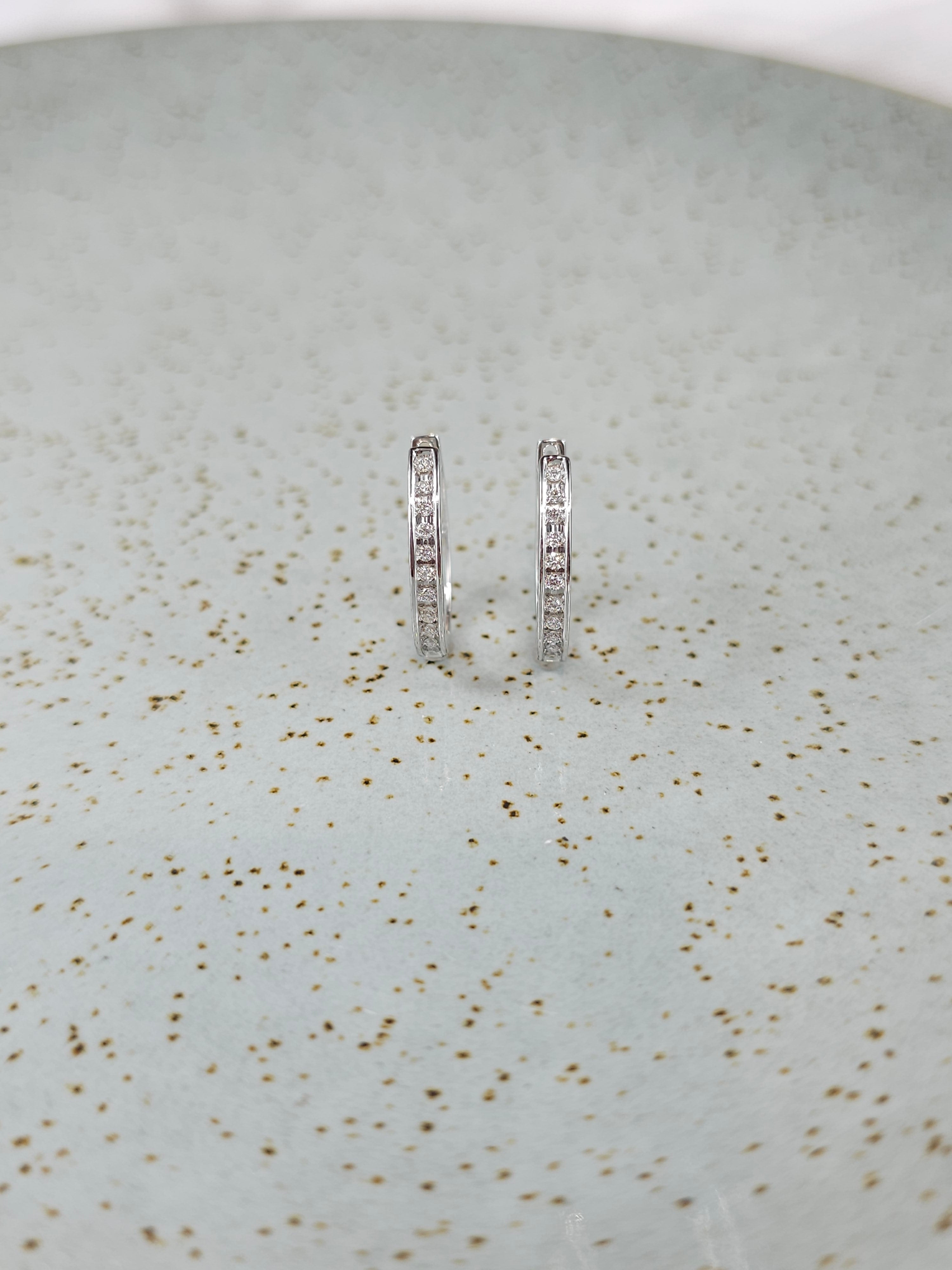 9ct White Gold Lab-Grown Diamond huggie earrings, 0.16ct total
