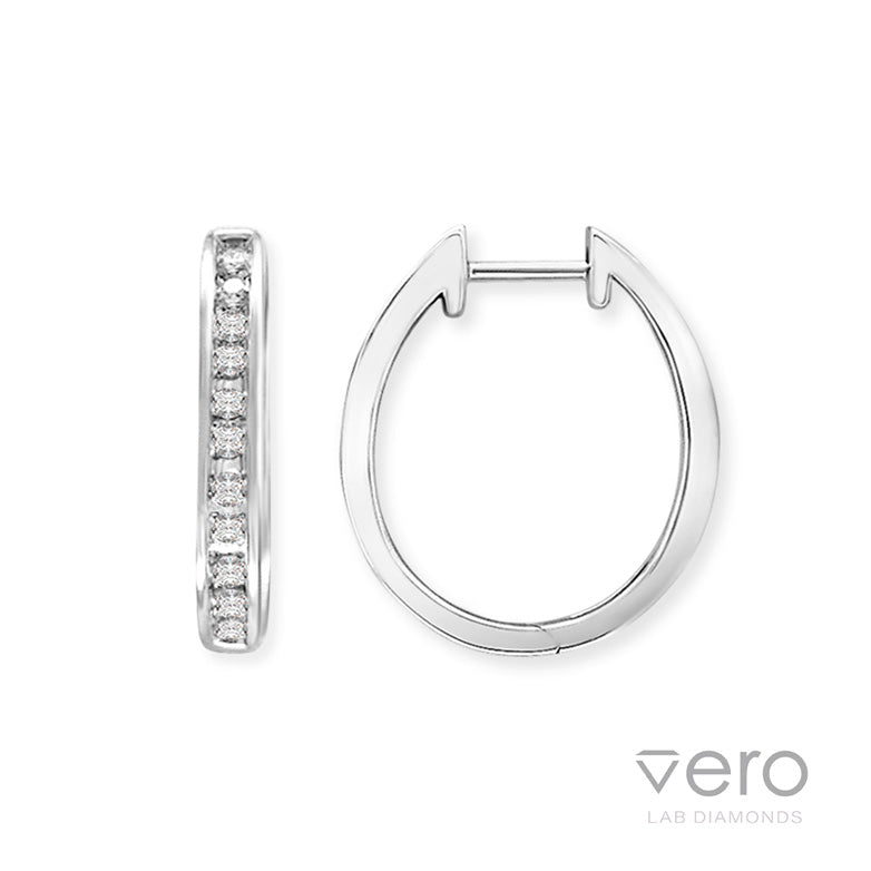 9ct White Gold Lab-Grown Diamond huggie earrings, 0.16ct total