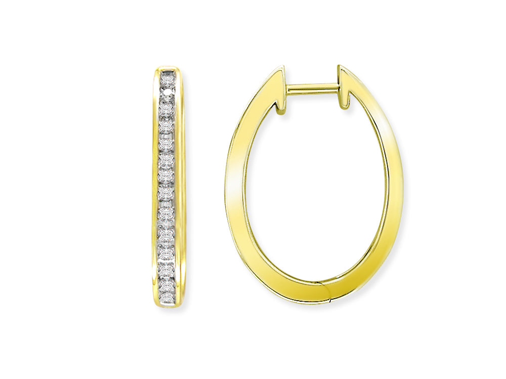 9ct Yellow & White Gold 0.25Ct Diamond Earrings