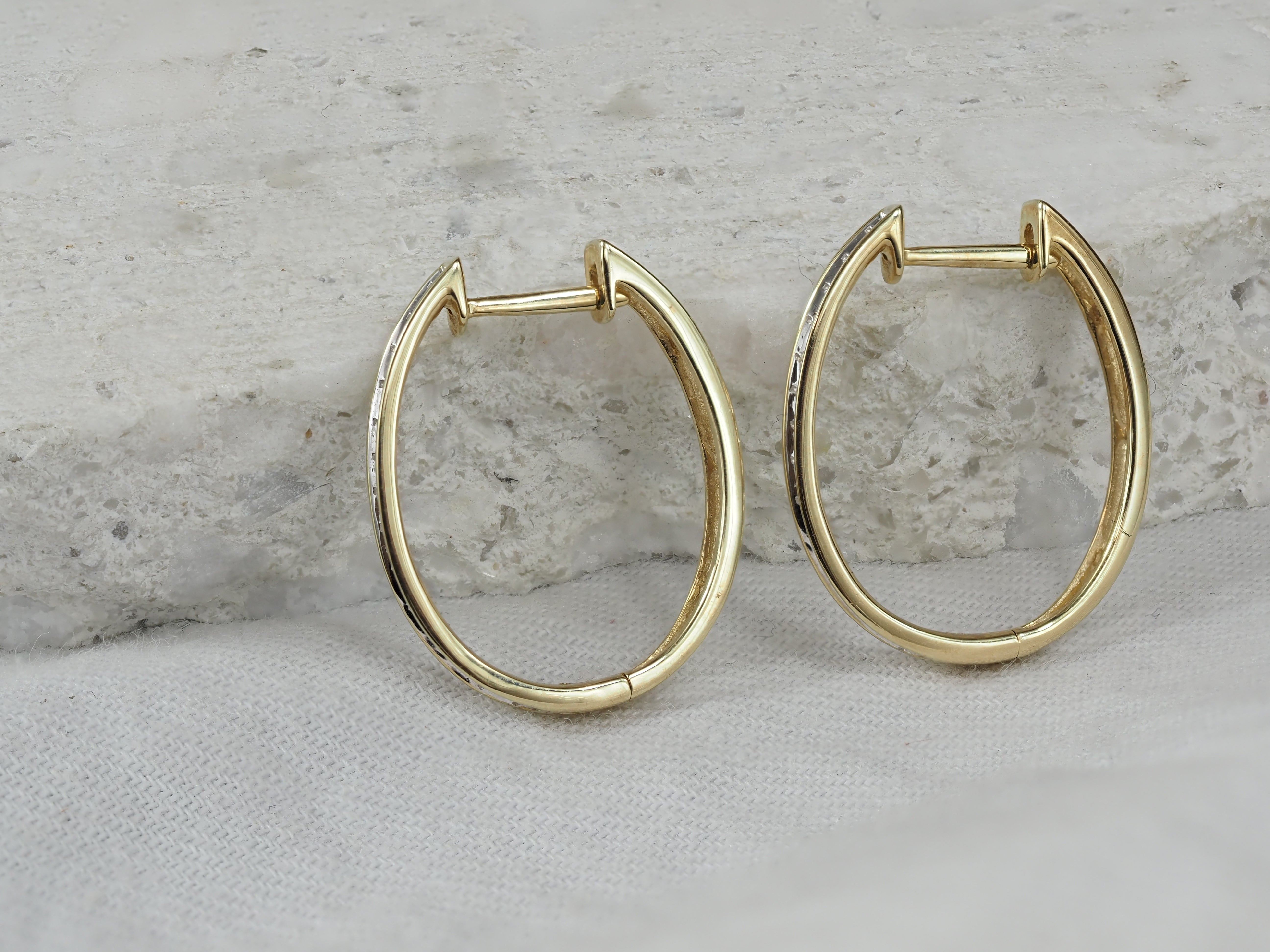 9ct Yellow Gold Diamond Huggie Earrings, 0.25ct Total